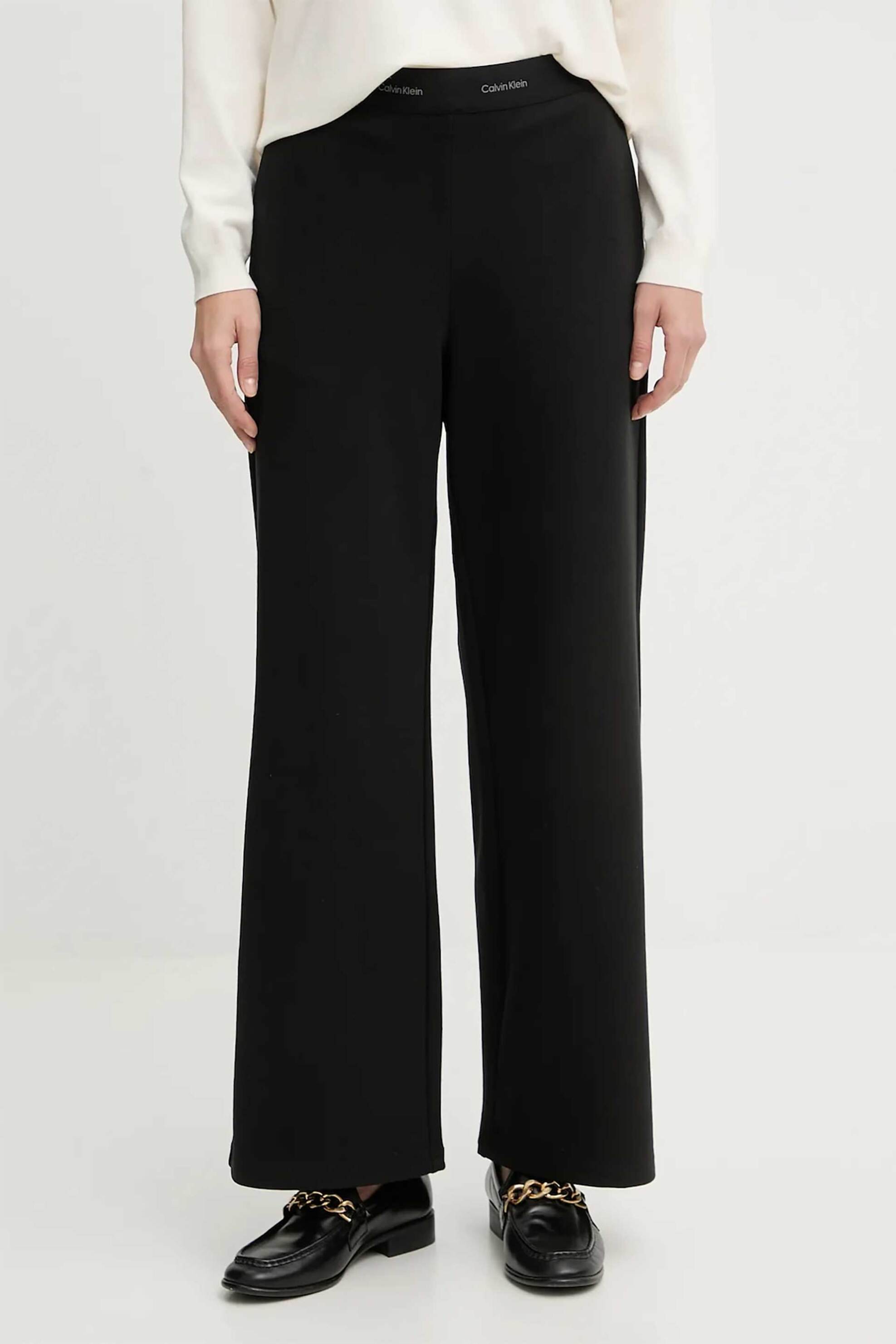Calvin Klein Jeans γυναικείο παντελόνι με ελαστική μέση και λογότυπο Relaxed Fit - LV044E622G Μαύρο φωτογραφία