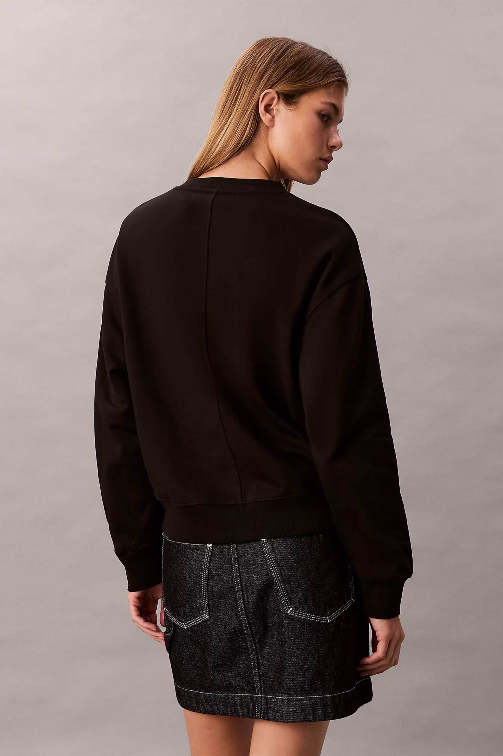 Calvin Klein Jeans Γυναικεία Μπλούζα Φούτερ Μονόχρωμη Relaxed Fit - Lv047E237G Μαύρο