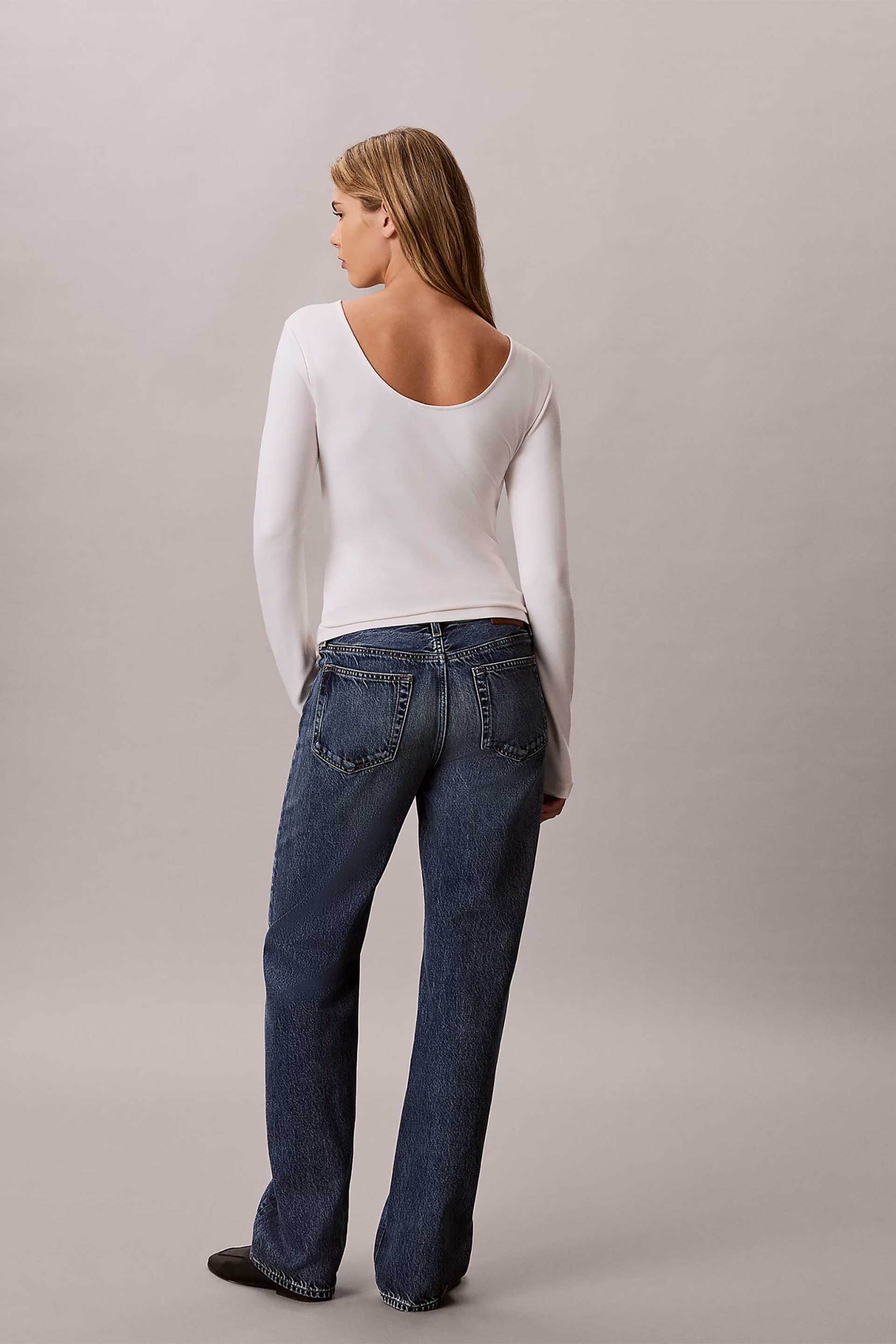 Calvin Klein Jeans Γυναικεία Μπλούζα με Λογότυπο Slim Fit - Lv047E217G Εκρού