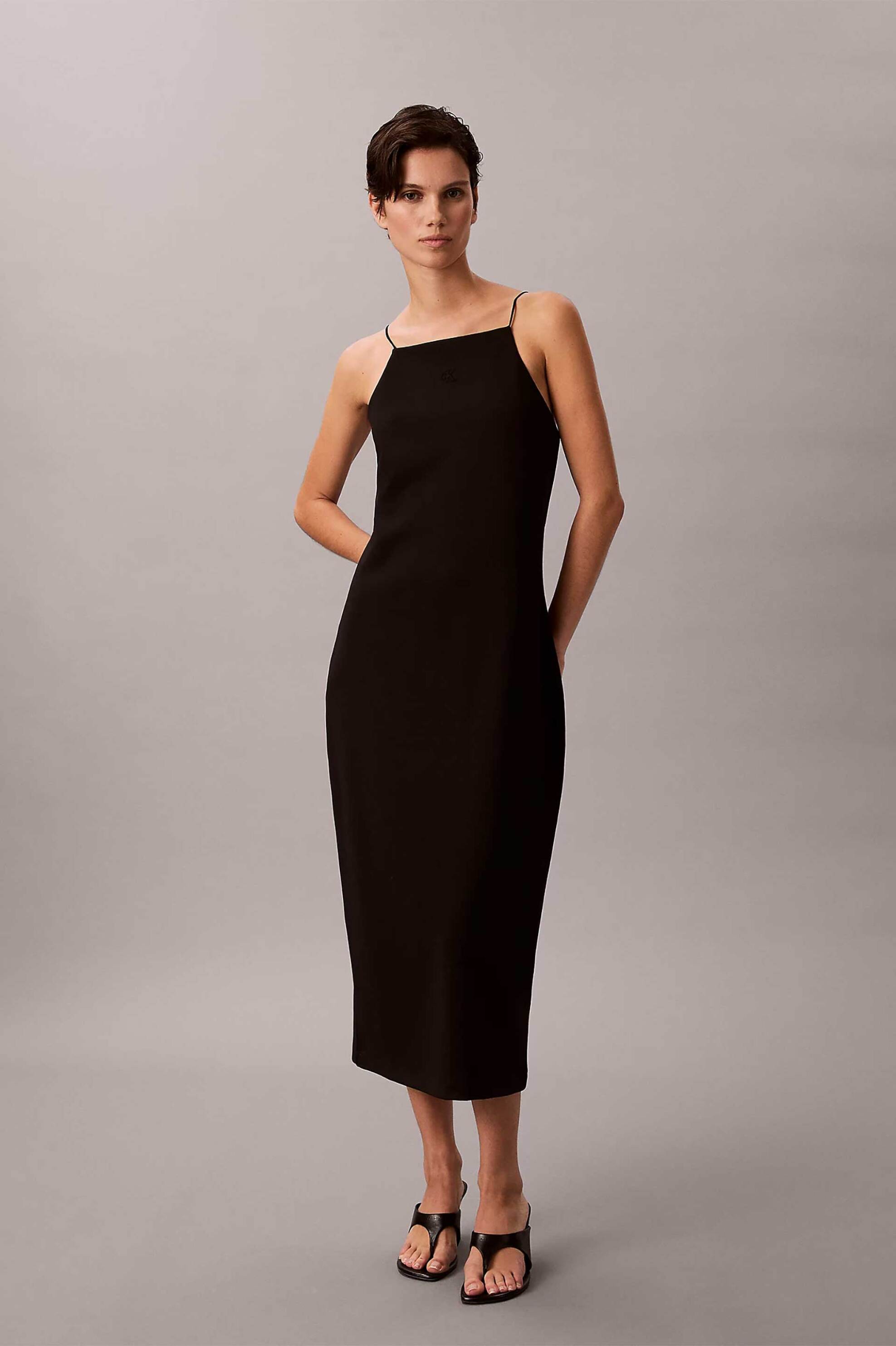 Calvin Klein Jeans γυναικείο midi φόρεμα με λεπτές τιράντες "Milano" - LV044F208G Μαύρο