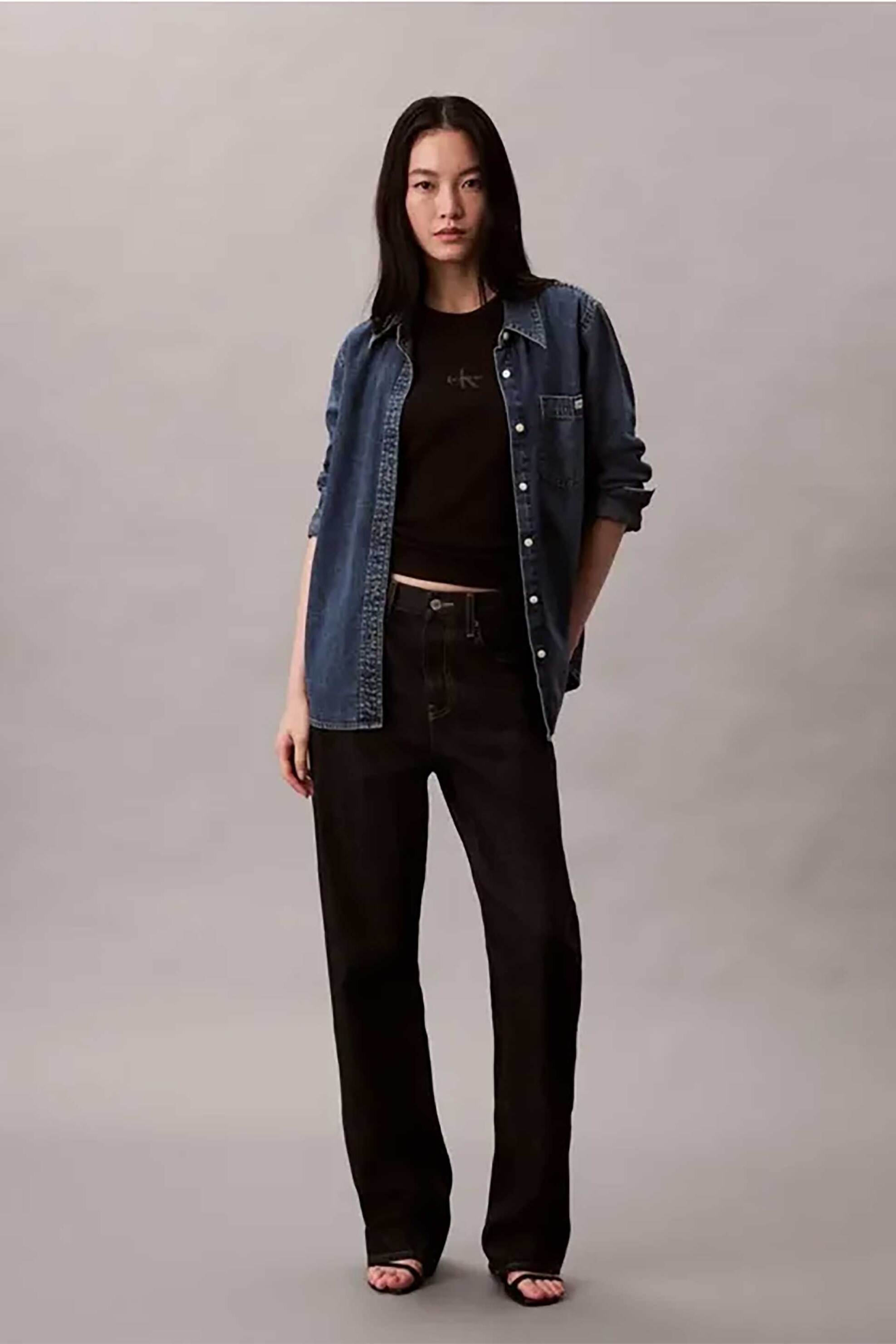 CALVIN KLEIN JEANS Calvin Klein Jeans γυναικείο τοπ αμάνικο ribbed - LV047E200G Μαύρο - 3