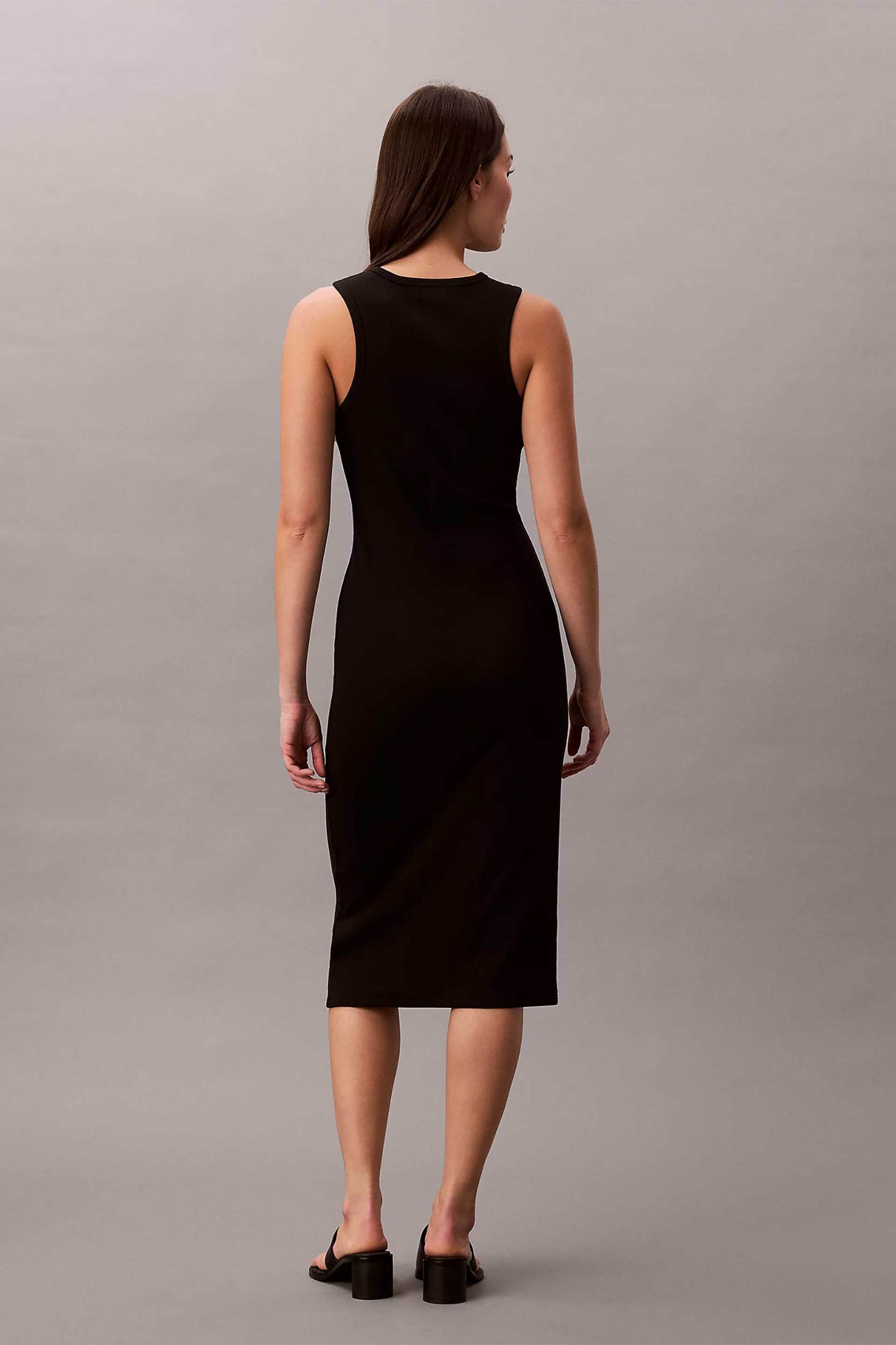 Calvin Klein Jeans Γυναικείο Midi Φόρεμα Ribbed Αμάνικο - Lv047F242G Μαύρο