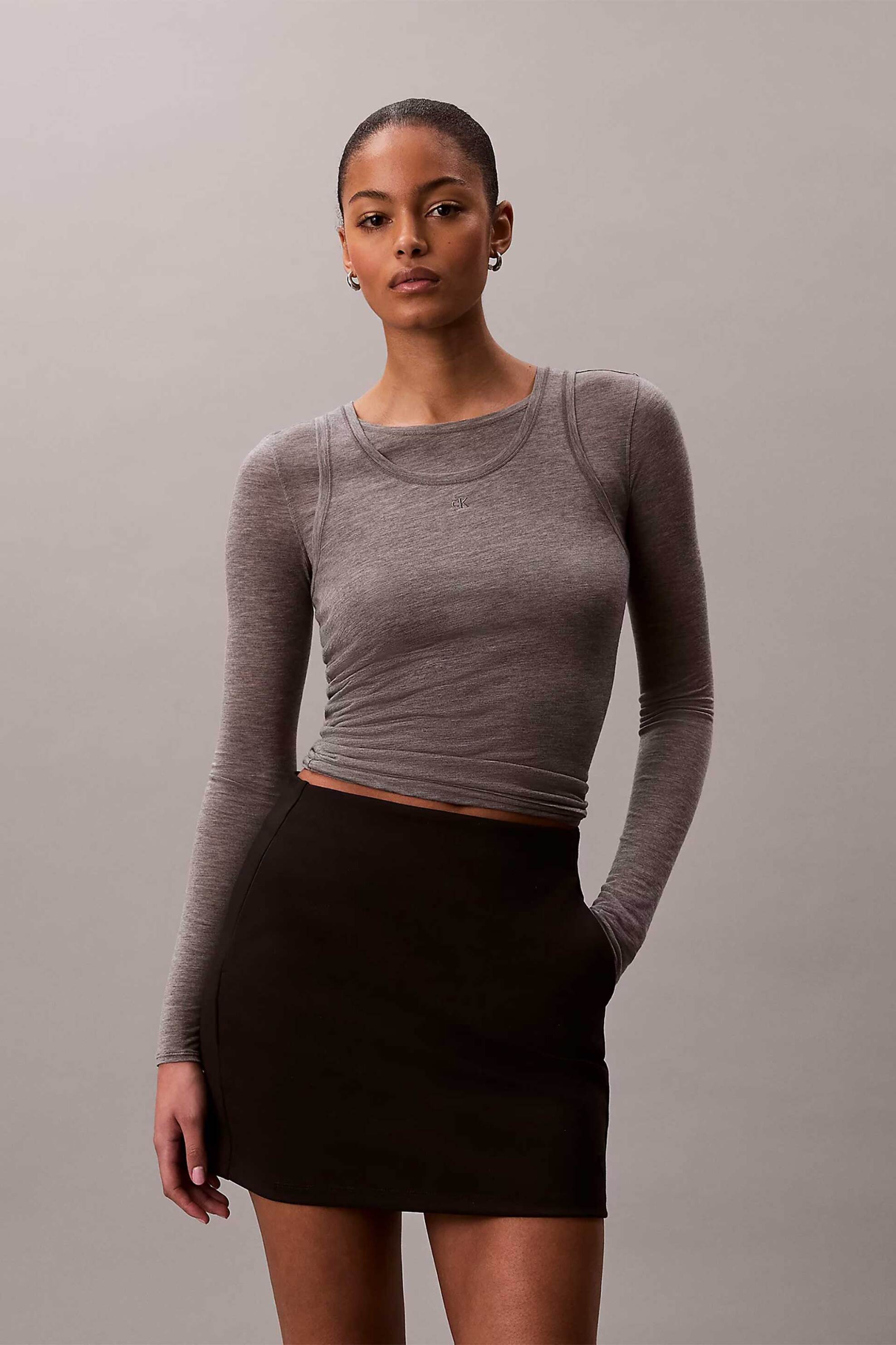 CALVIN KLEIN JEANS Calvin Klein Jeans γυναικεία mini φούστα με τσέπες - LV047F251G Μαύρο - 2