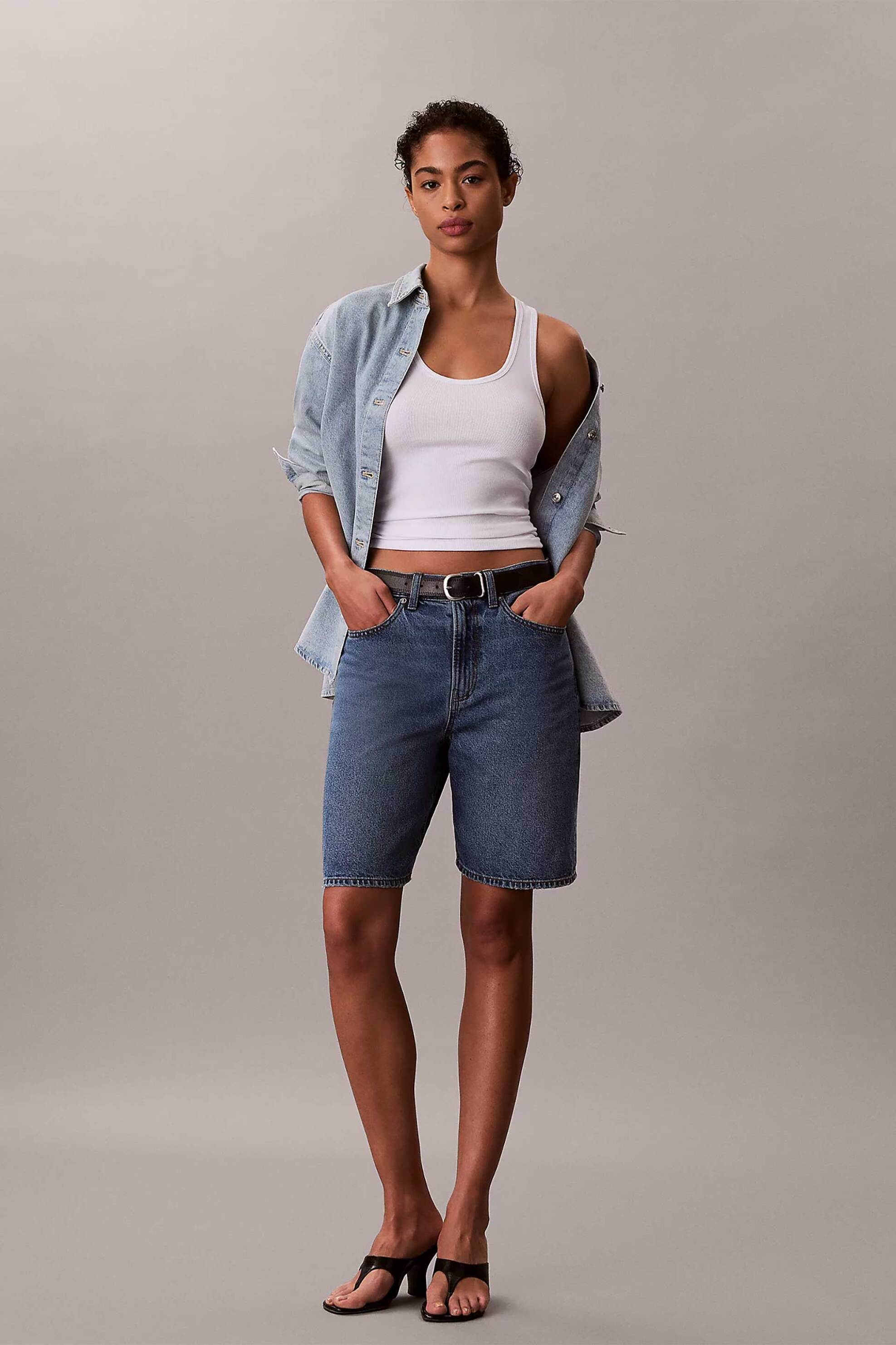 Calvin Klein Jeans γυναικεία denim βερμούδα - LV047F674G Denim Blue