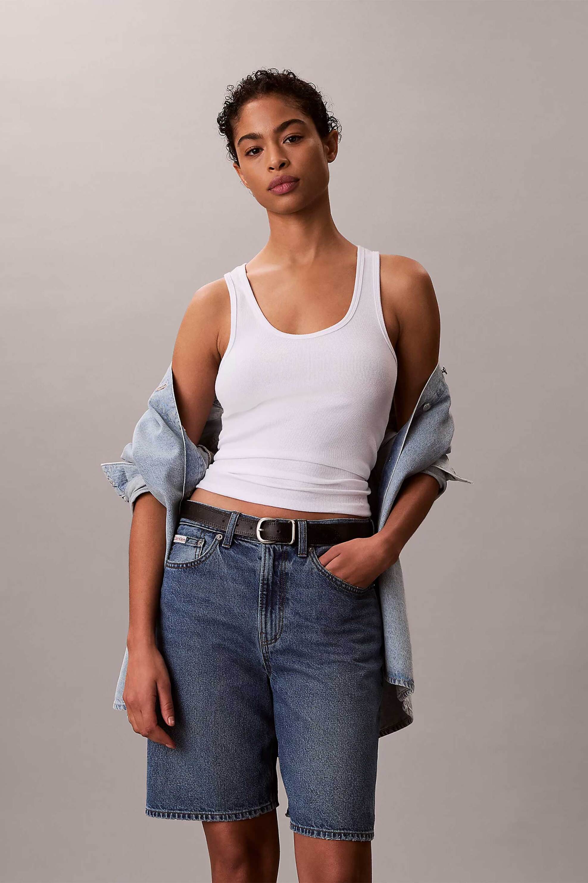 Calvin Klein Jeans γυναικεία denim βερμούδα - LV047F674G Denim Blue