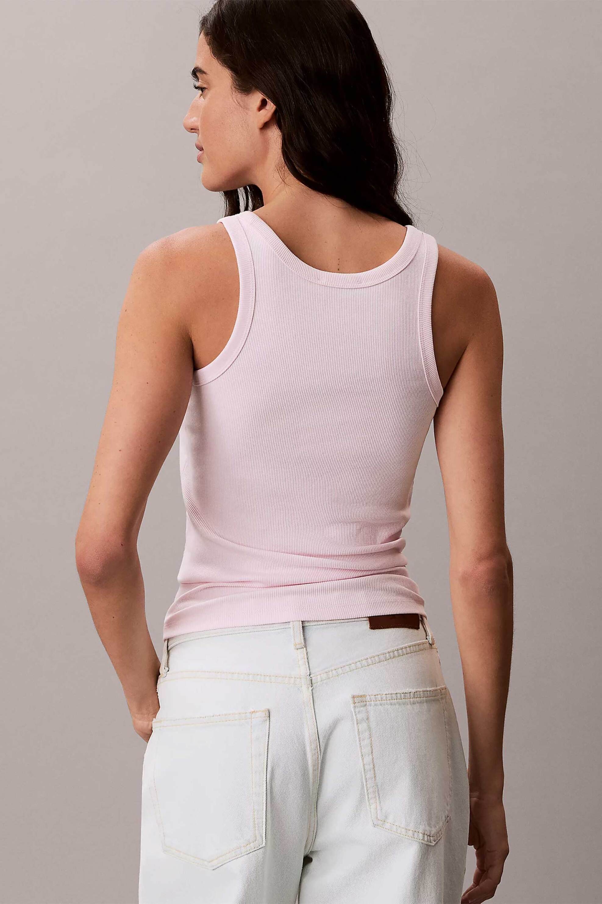 Calvin Klein Jeans Γυναικείο Τοπ Αμάνικο Ribbed - Lv047F816G Ροζ
