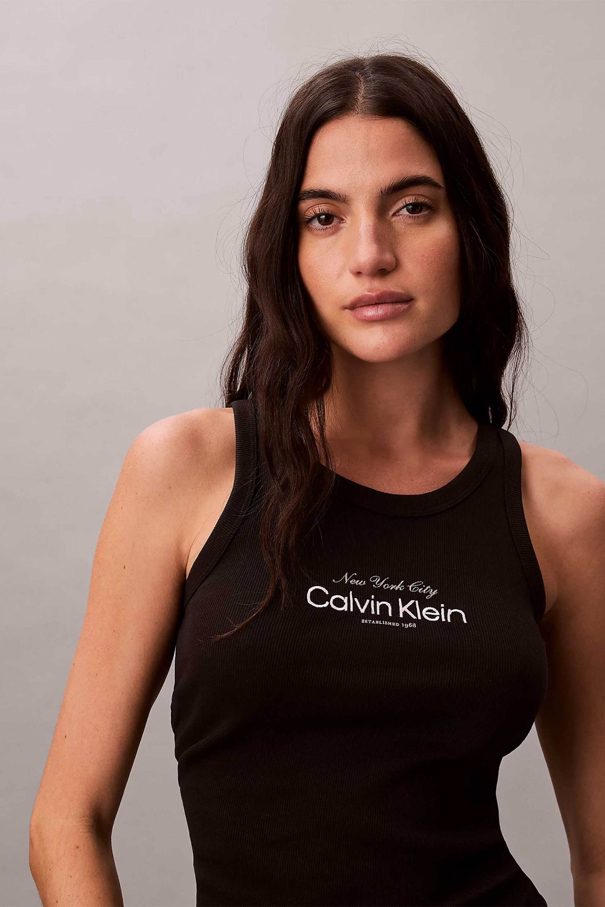 CALVIN KLEIN JEANS Calvin Klein Jeans γυναικείο τοπ αμάνικο ribbed - LV047F816G Μαύρο - 2
