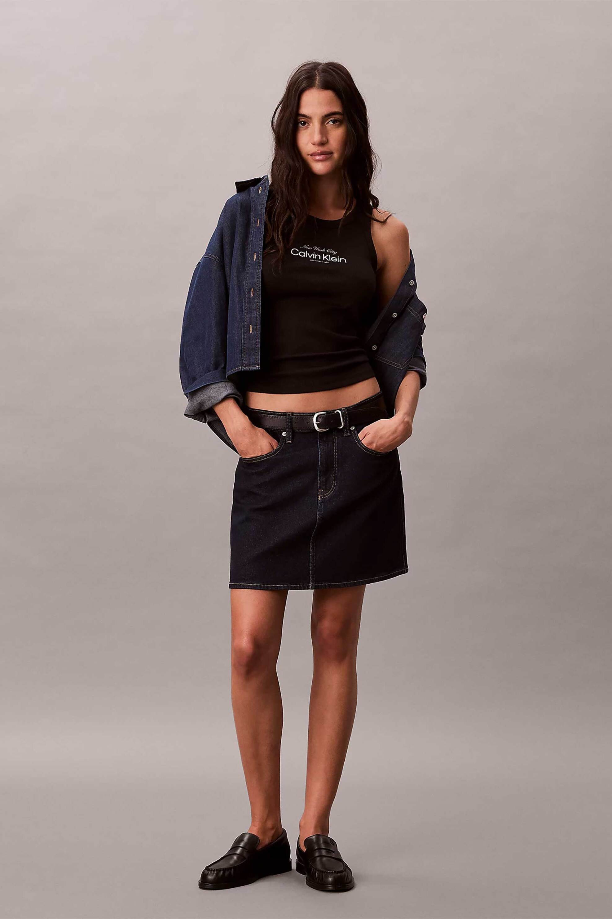 CALVIN KLEIN JEANS Calvin Klein Jeans γυναικείο τοπ αμάνικο ribbed - LV047F816G Μαύρο - 3