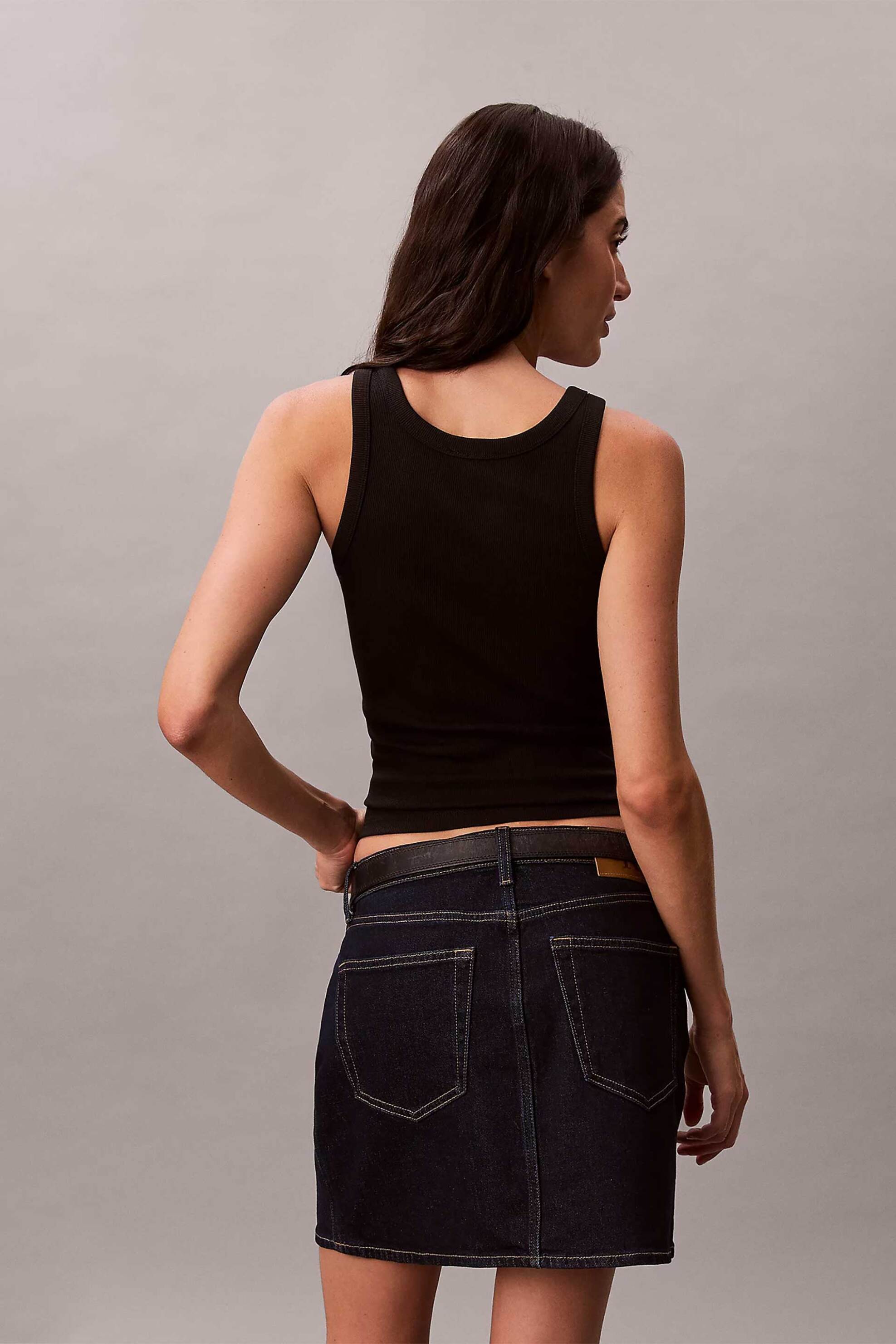 Calvin Klein Jeans Γυναικείο Τοπ Αμάνικο Ribbed - Lv047F816G Μαύρο