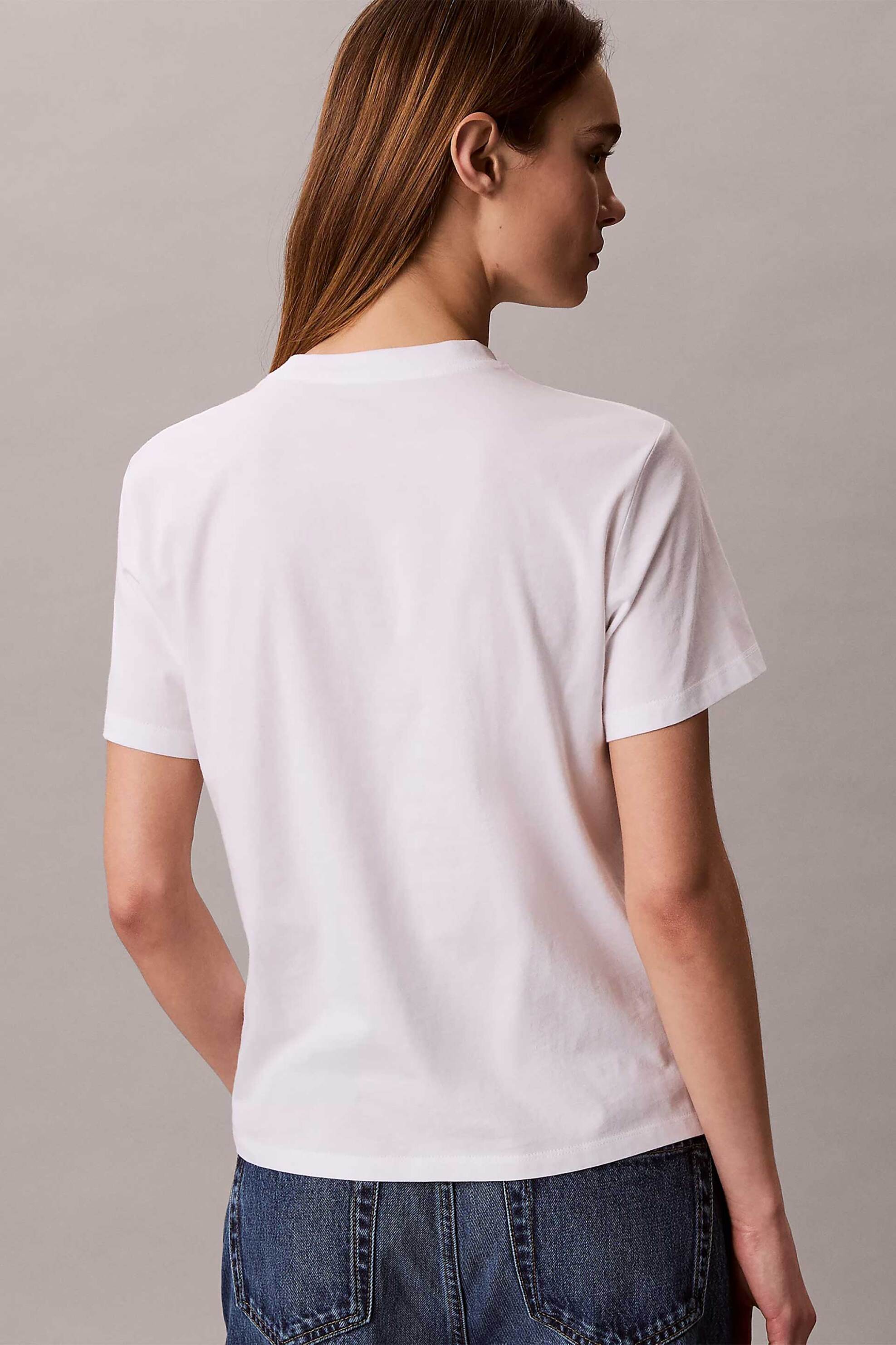 Calvin Klein Jeans Γυναικείο T-Shirt Μονόχρωμο με Λογότυπο Regular Fit - Lv047F810G Λευκό