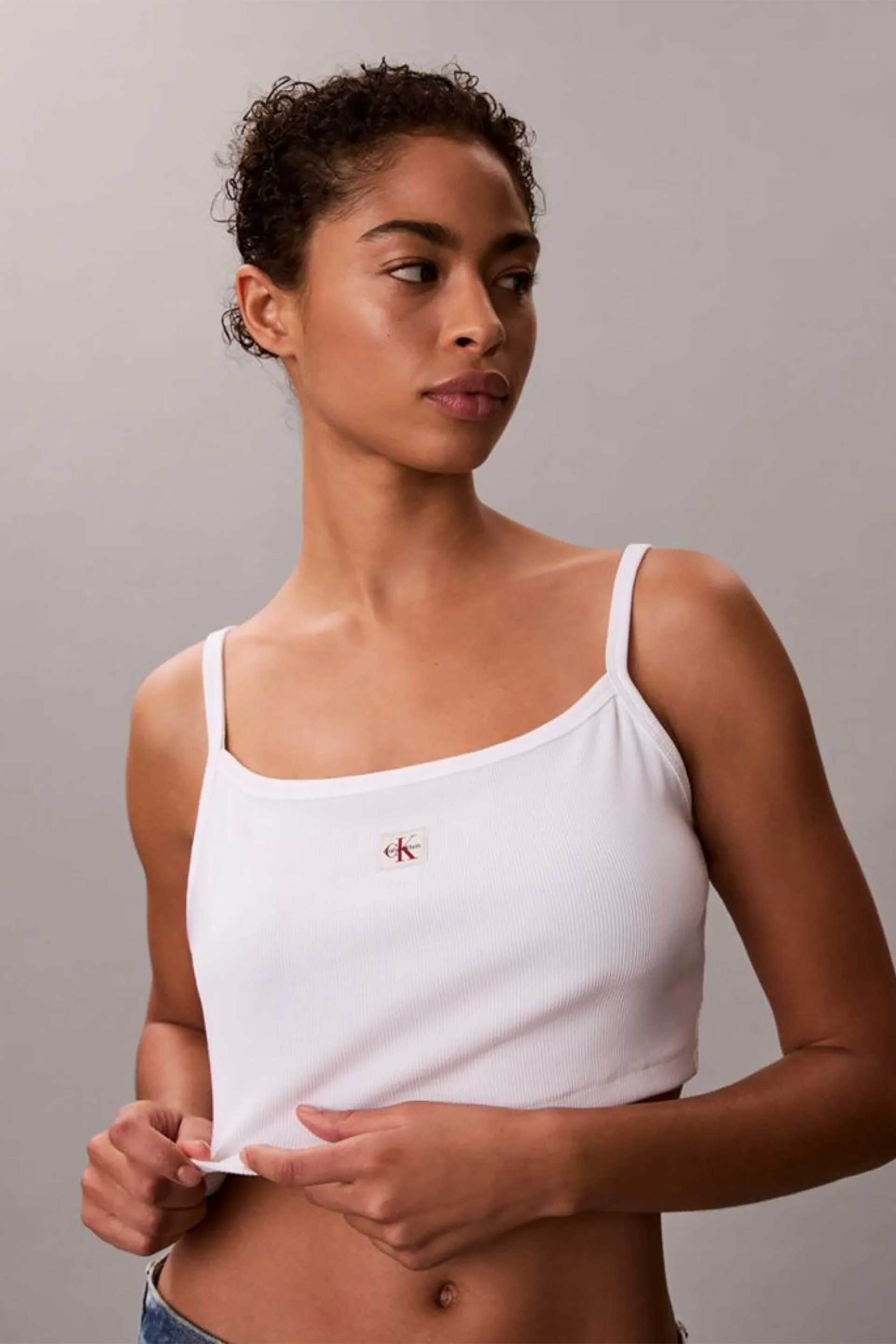 CALVIN KLEIN JEANS Calvin Klein Jeans γυναικείο τοπ αμάνικο ribbed - LV047F221G Λευκό - 2