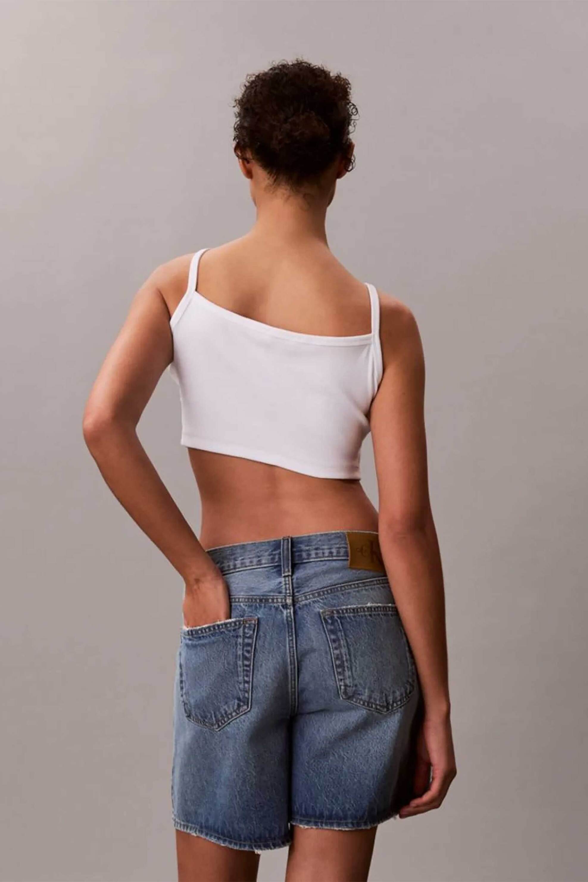 CALVIN KLEIN JEANS Calvin Klein Jeans γυναικείο τοπ αμάνικο ribbed - LV047F221G Λευκό - 4