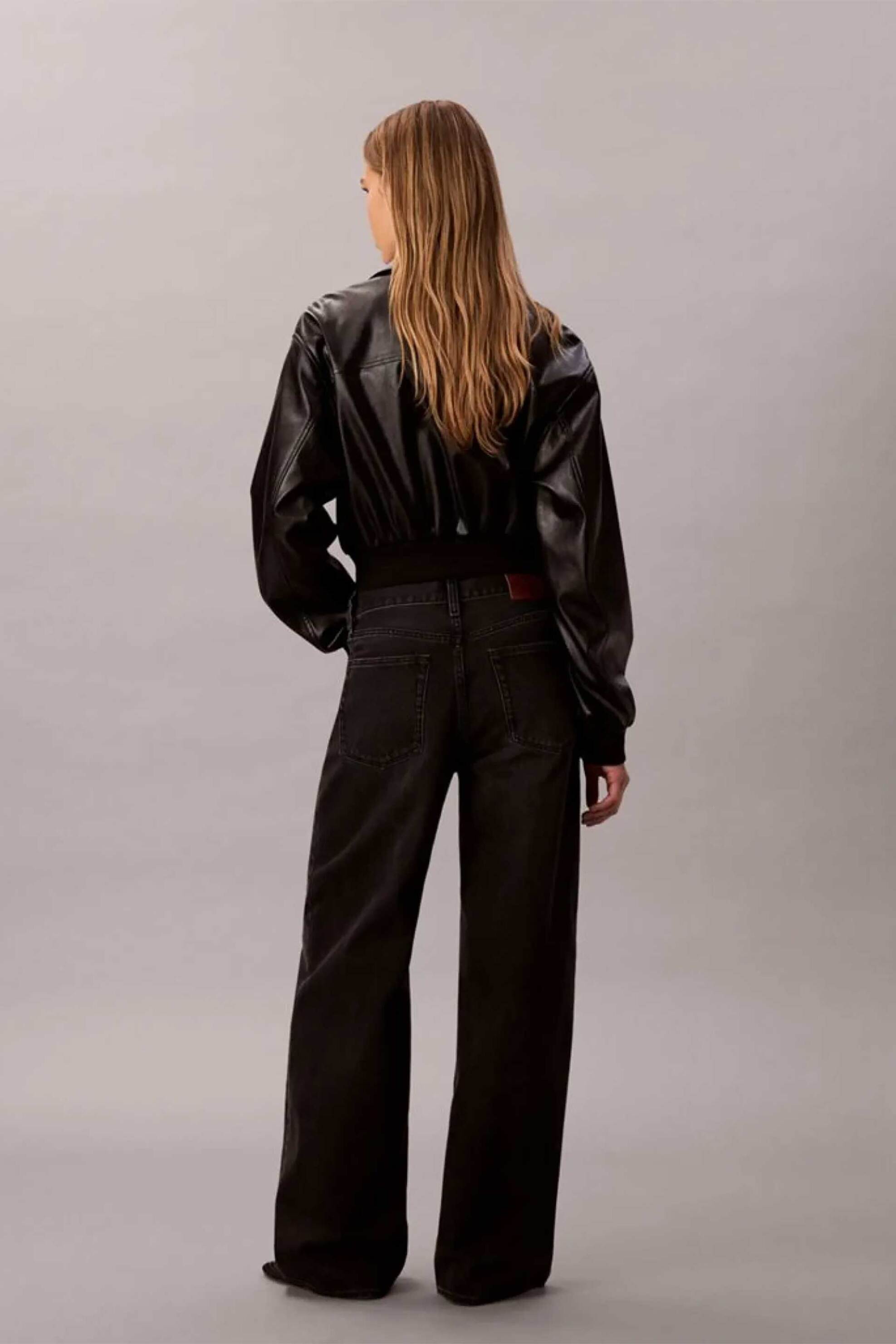 Calvin Klein Jeans Γυναικείο Ψηλόμεσο Τζιν Παντελόνι Πεντάτσεπο Wide Leg - Lv047E700G Μαύρο