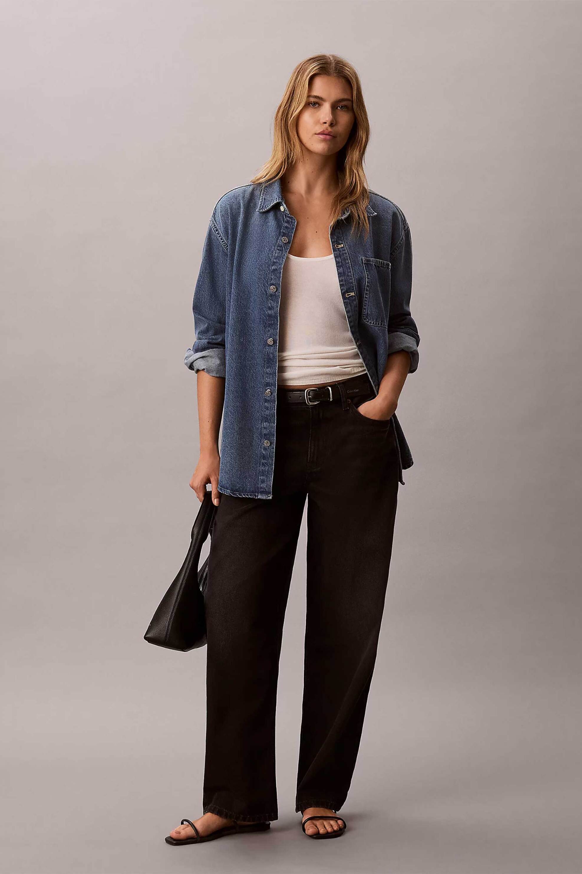 Calvin Klein Jeans γυναικείο τζιν παντελόνι πεντάτσεπο Relaxed Barrel Fit - LV047F686G Μαύρο