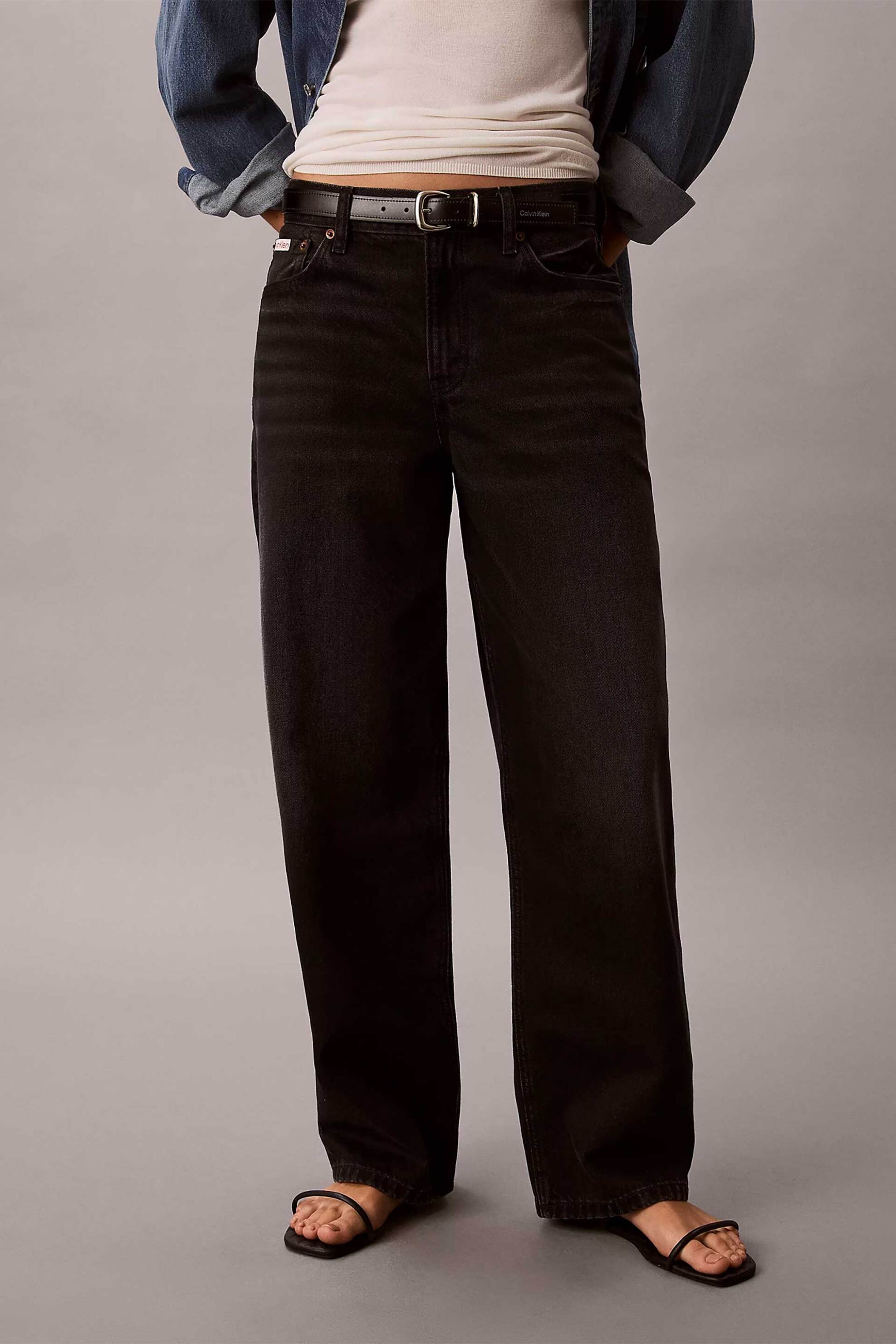 Calvin Klein Jeans γυναικείο τζιν παντελόνι πεντάτσεπο Relaxed Barrel Fit - LV047F686G Μαύρο