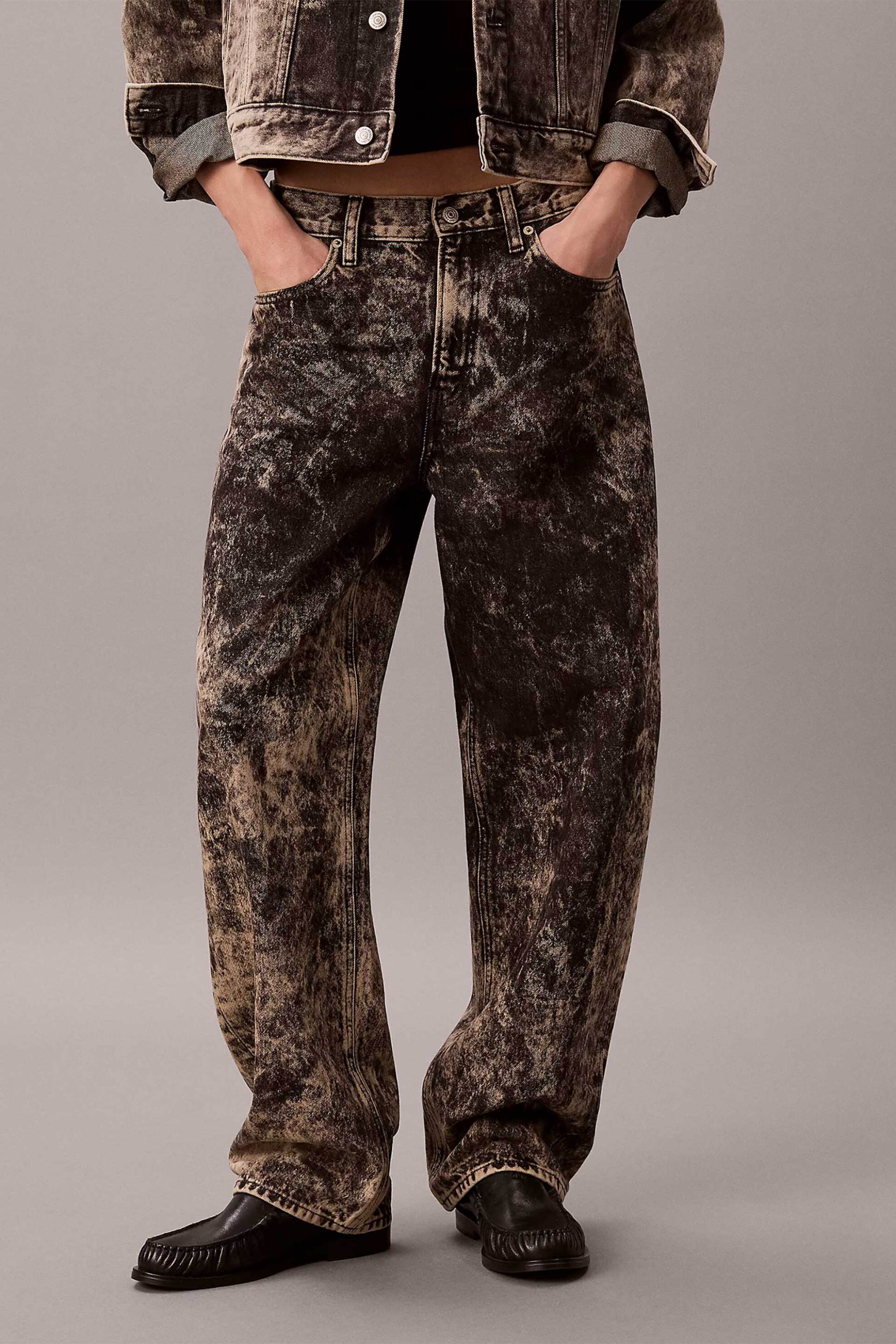 Calvin Klein Jeans γυναικείο τζιν παντελόνι πεντάτσεπο Relaxed Barrel Fit - LV047H745G Μαύρο - Καφέ