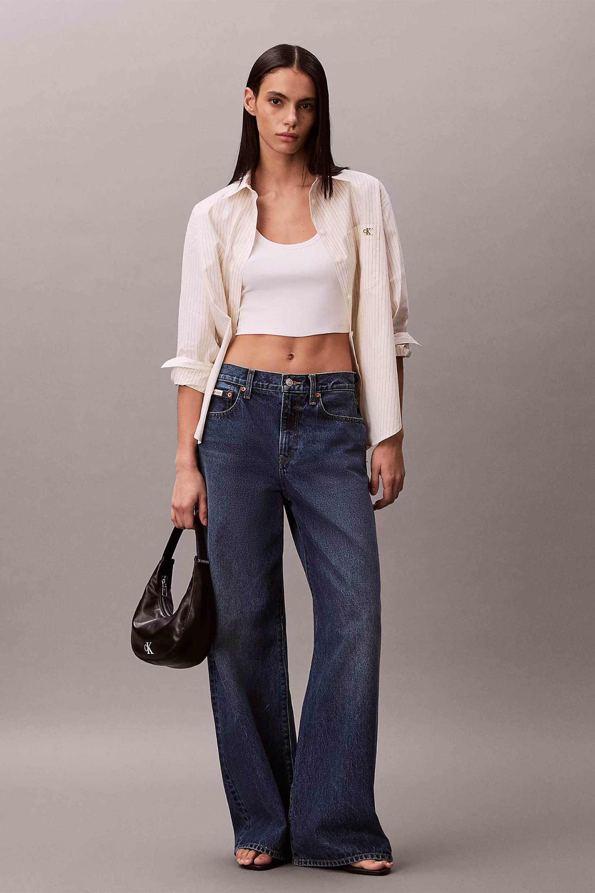 Calvin Klein Jeans γυναικείο τζιν παντελόνι πεντάτσεπο Relaxed Wide Fit - LV047F727G Denim Blue Σκούρο