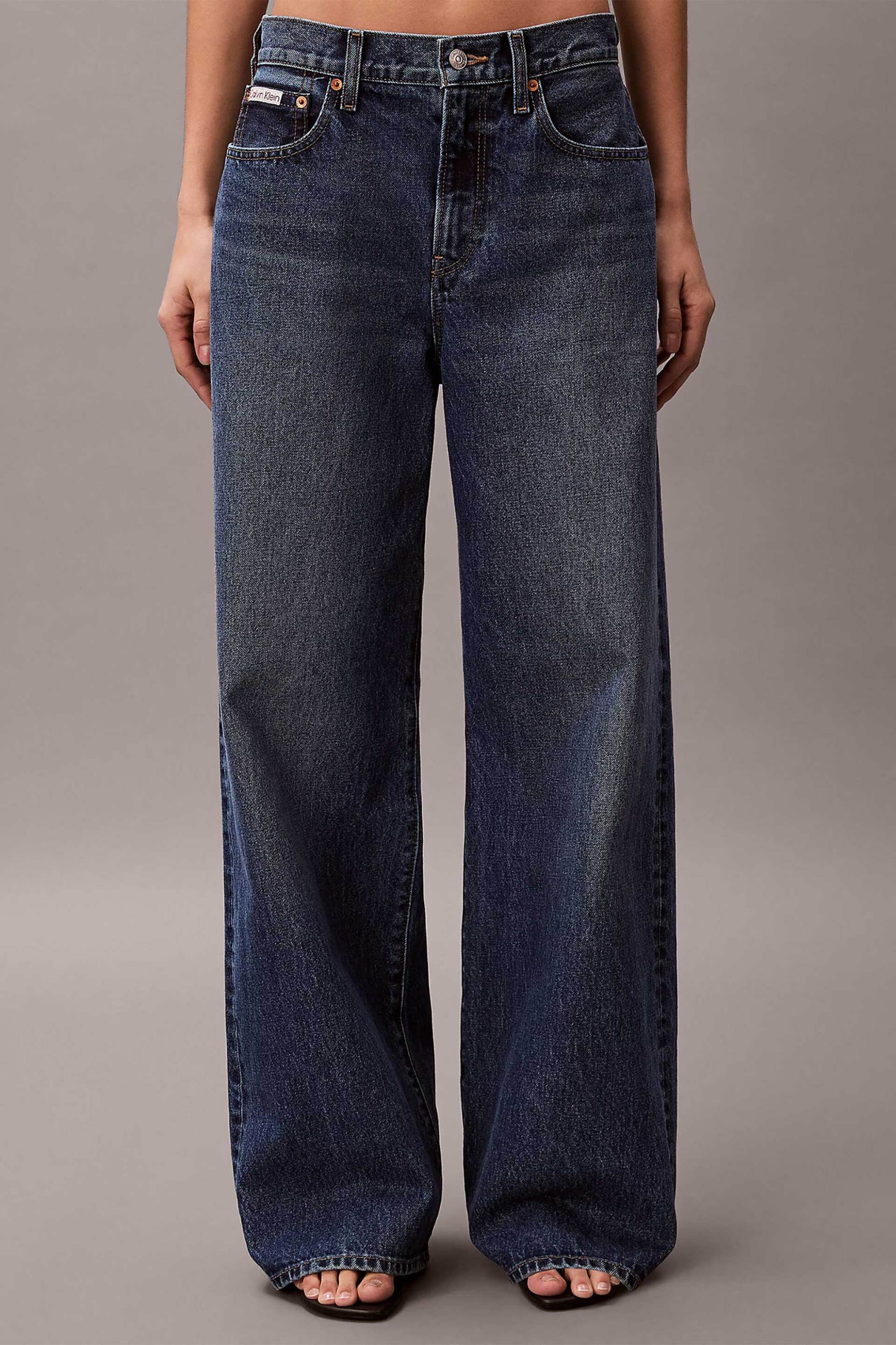 Calvin Klein Jeans γυναικείο τζιν παντελόνι πεντάτσεπο Relaxed Wide Fit - LV047F727G Denim Blue Σκούρο