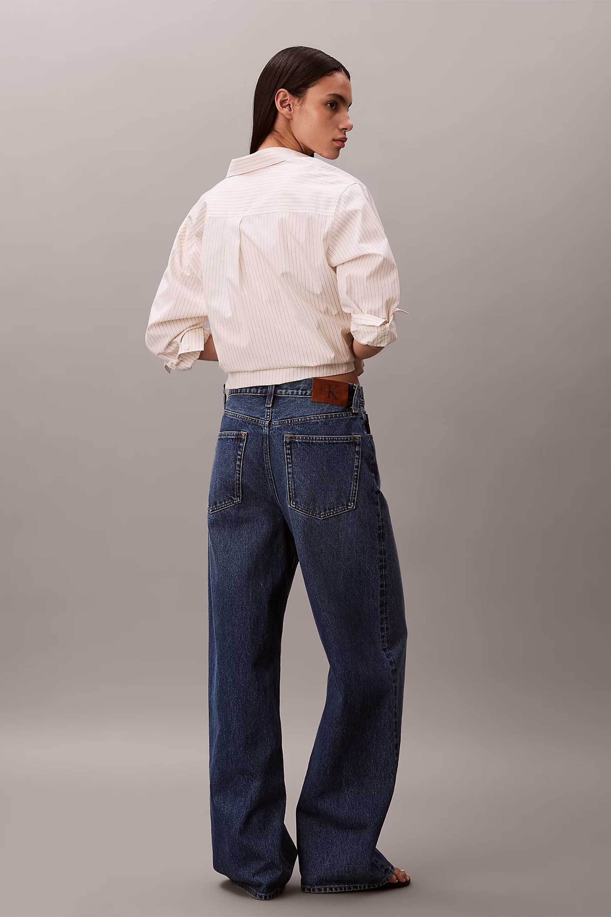 Calvin Klein Jeans Γυναικείο Τζιν Παντελόνι Πεντάτσεπο Relaxed Wide Fit - Lv047F727G Denim Blue Σκούρο