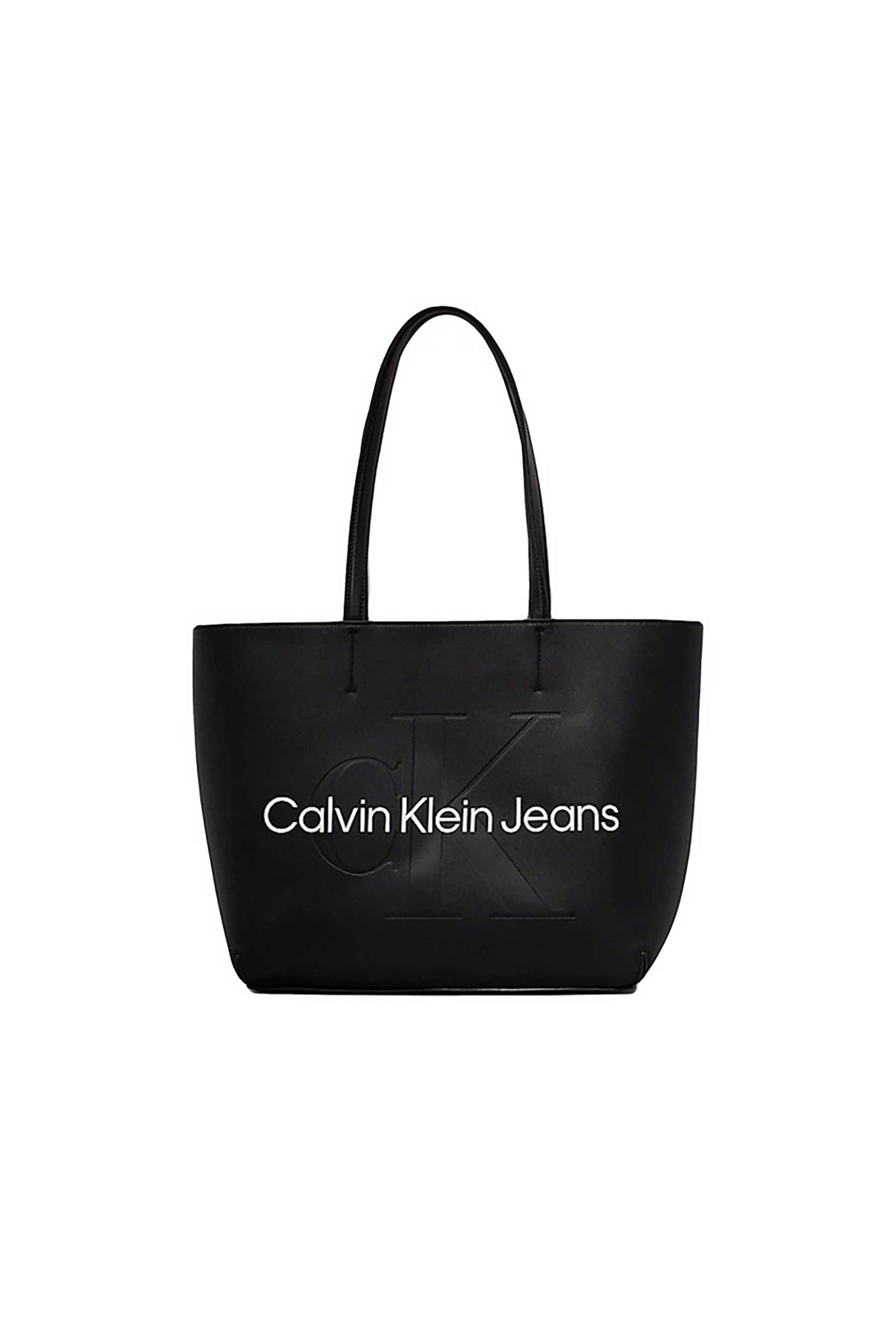 Calvin Klein Jeans γυναικεία τσάντα shopper με ανάγλυφο λογότυπο - K60K610276 Μαύρο