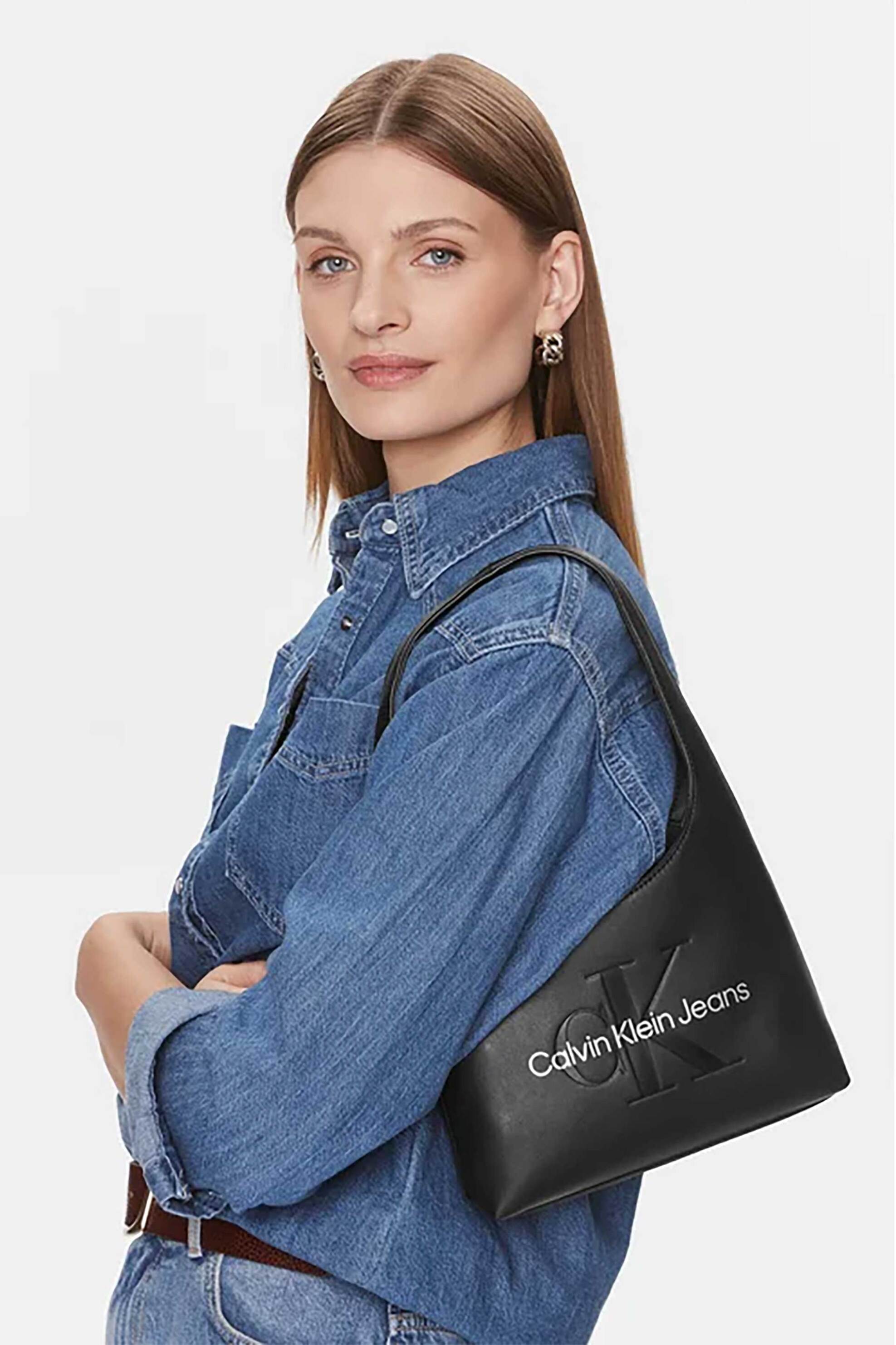 CK Jeans γυναικεία τσάντα ώμου με λογότυπο - K60K611548 Μαύρο φωτογραφία