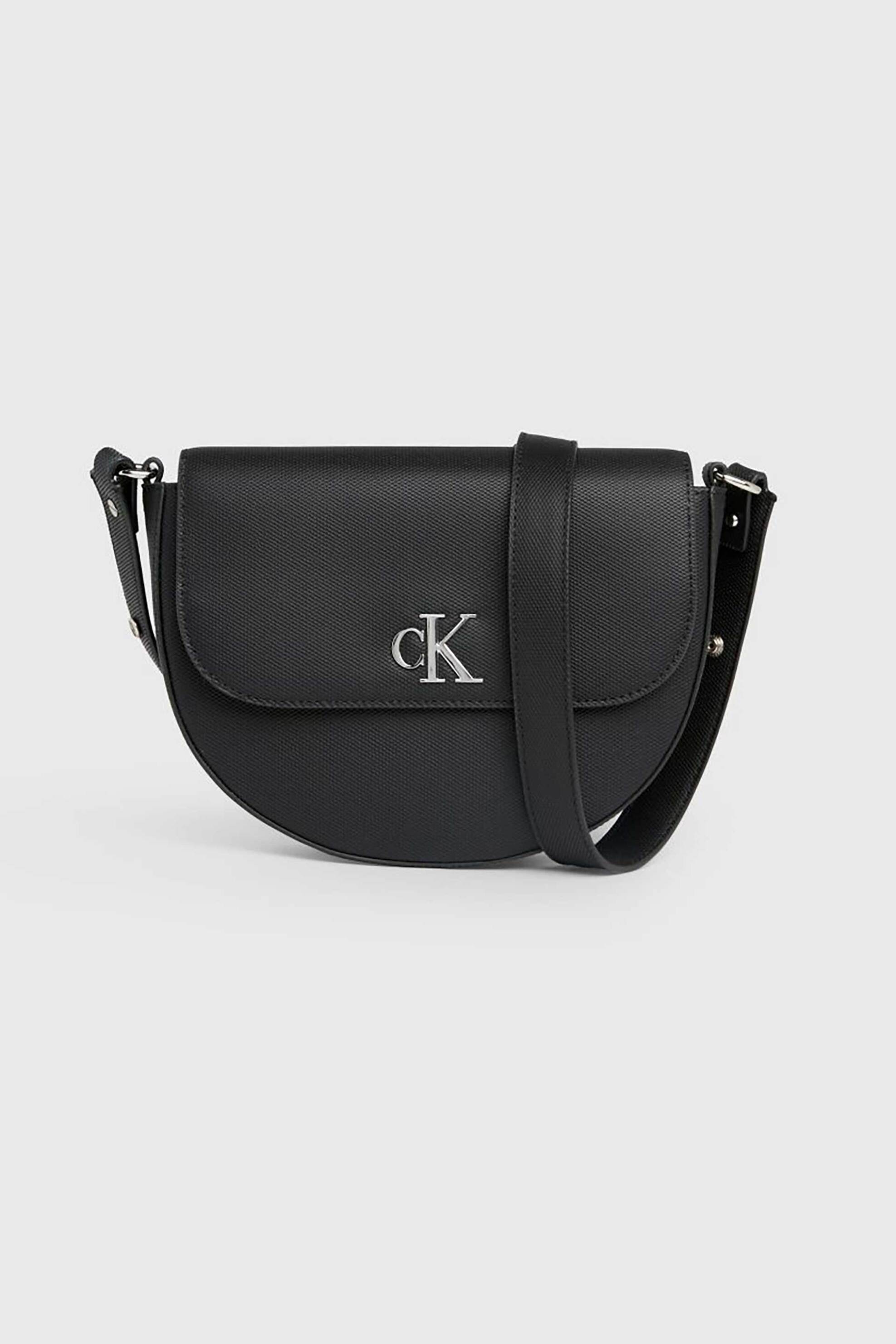 CK Jeans γυναικεία τσάντα crossbody με μεταλλικό logo - K60K611961 Μαύρο