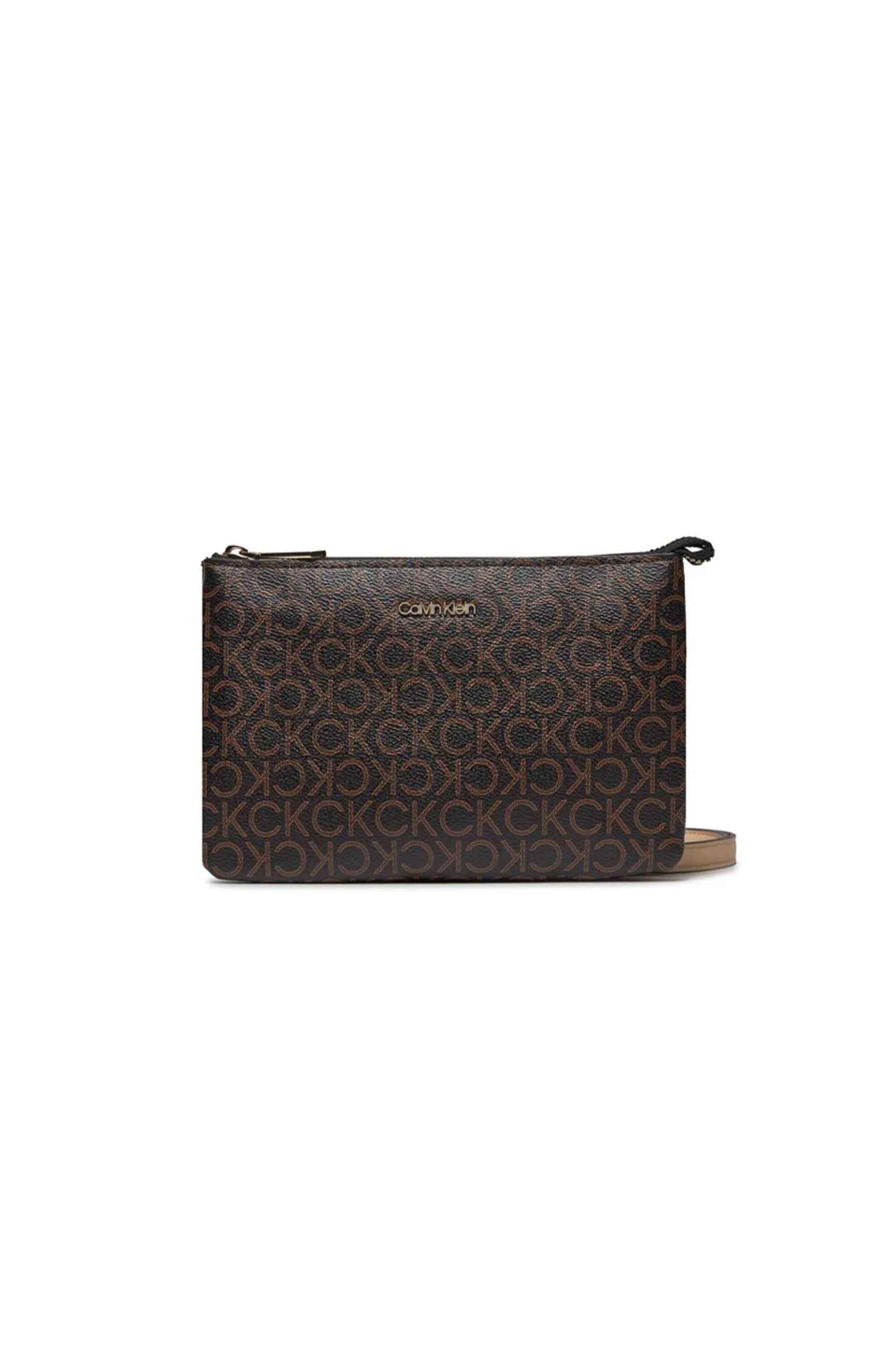 CK Jeans γυναικεία τσάντα crossbody με all-over monogram print και μεταλλικό λογότυπο - K60K609417 Καφέ