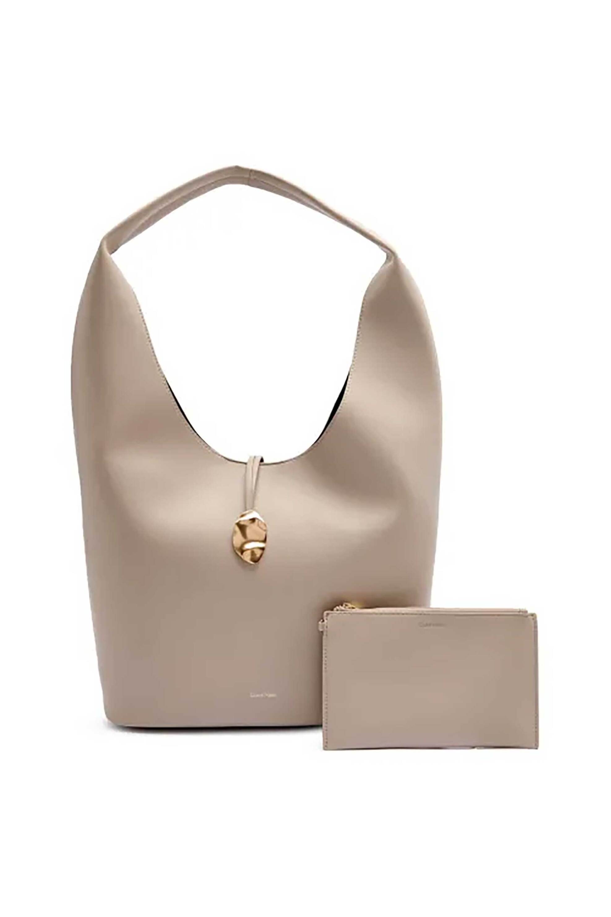 CALVIN KLEIN JEANS Calvin Klein Jeans γυναικεία τσάντα ώμου με μεταλλικό κούμπωμα - LV04K3149G Εκρού