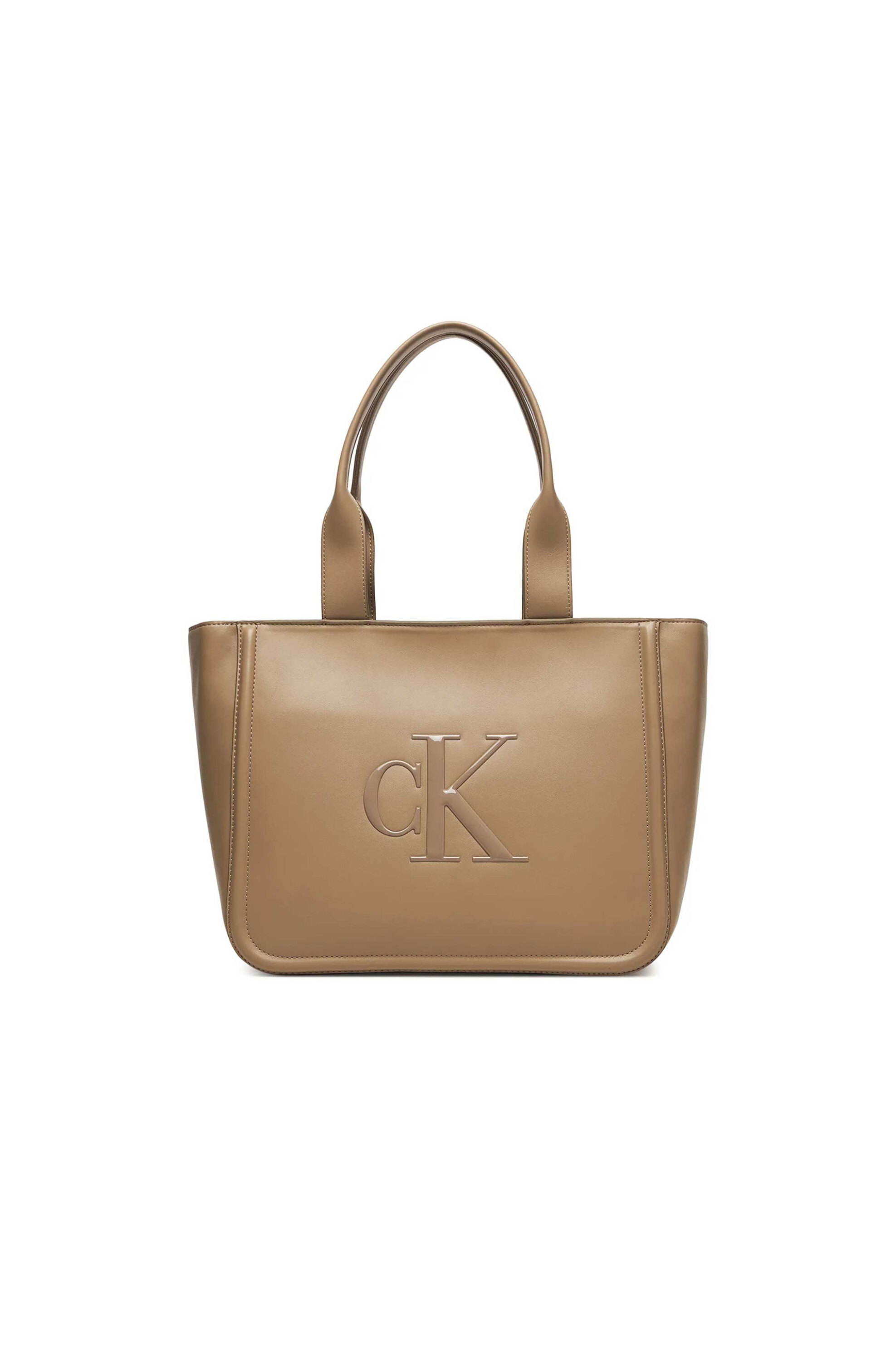 Calvin Klein Jeans γυναικεία τσάντα tote μονόχρωμη με ανάγλυφο λογότυπο - LV04F3218G Μπεζ
