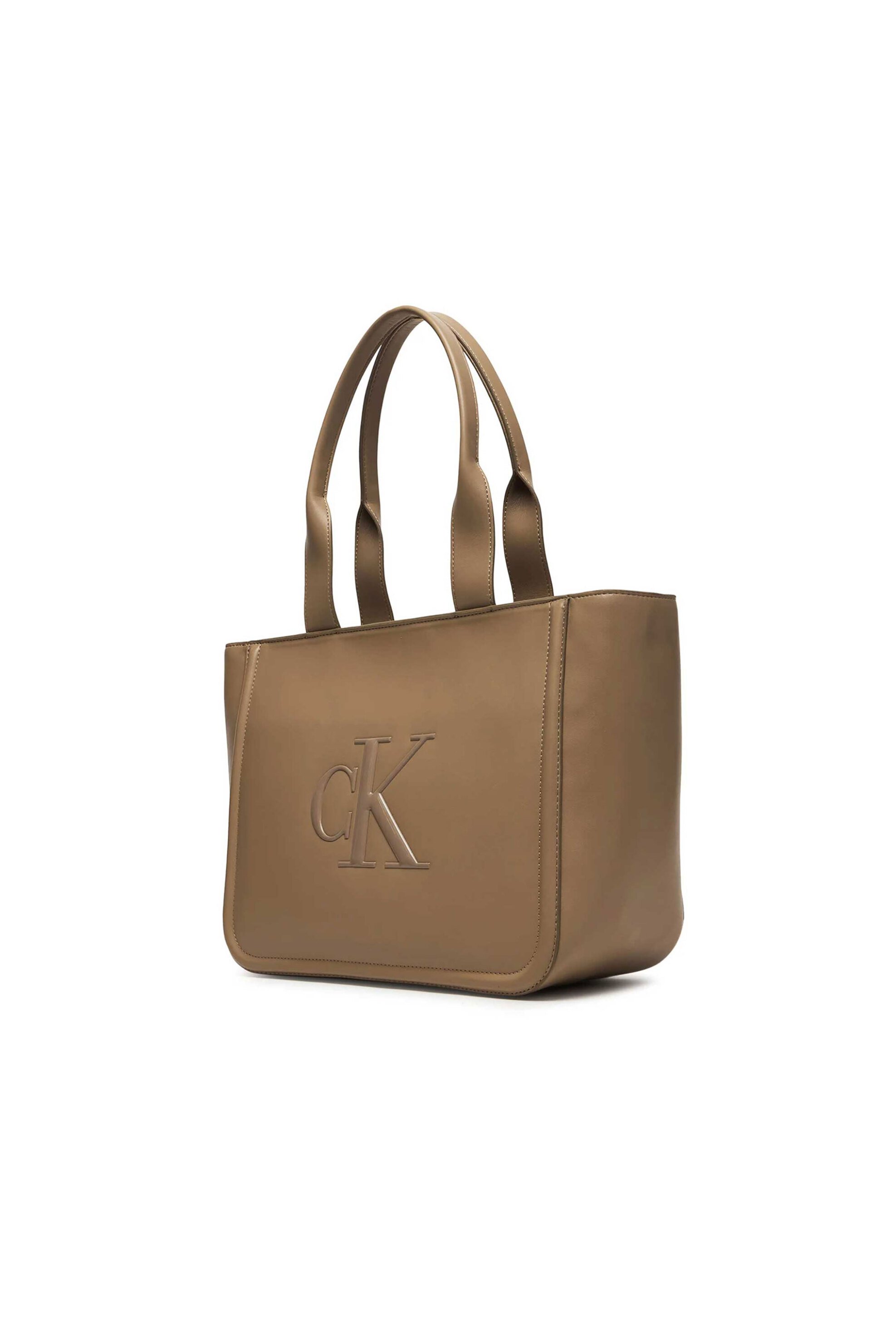 Calvin Klein Jeans γυναικεία τσάντα tote μονόχρωμη με ανάγλυφο λογότυπο - LV04F3218G Μπεζ