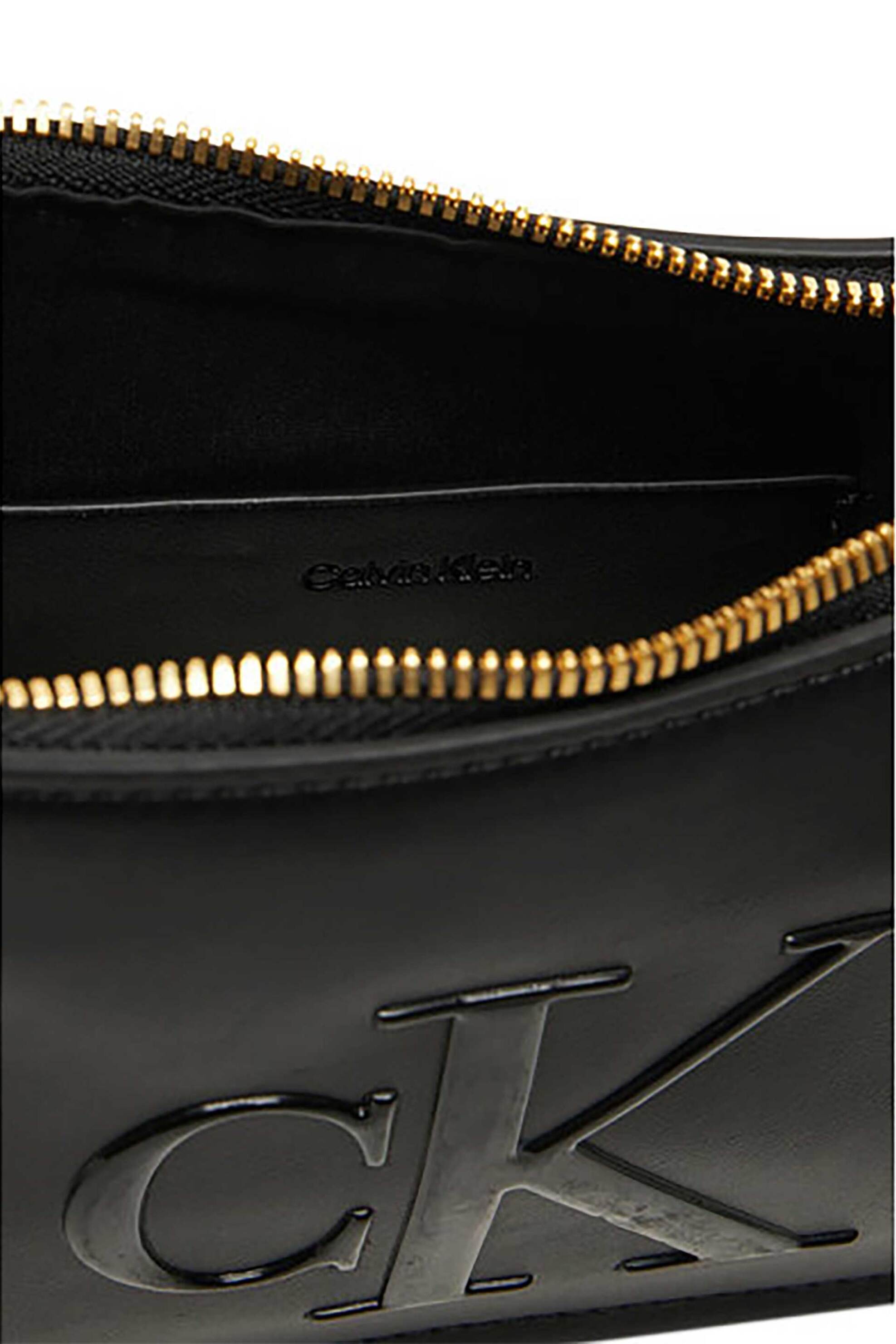 Calvin Klein Jeans Γυναικεία Τσάντα Ώμου με Ανάγλυφο Λογότυπο - Lv04F3230G Μαύρο