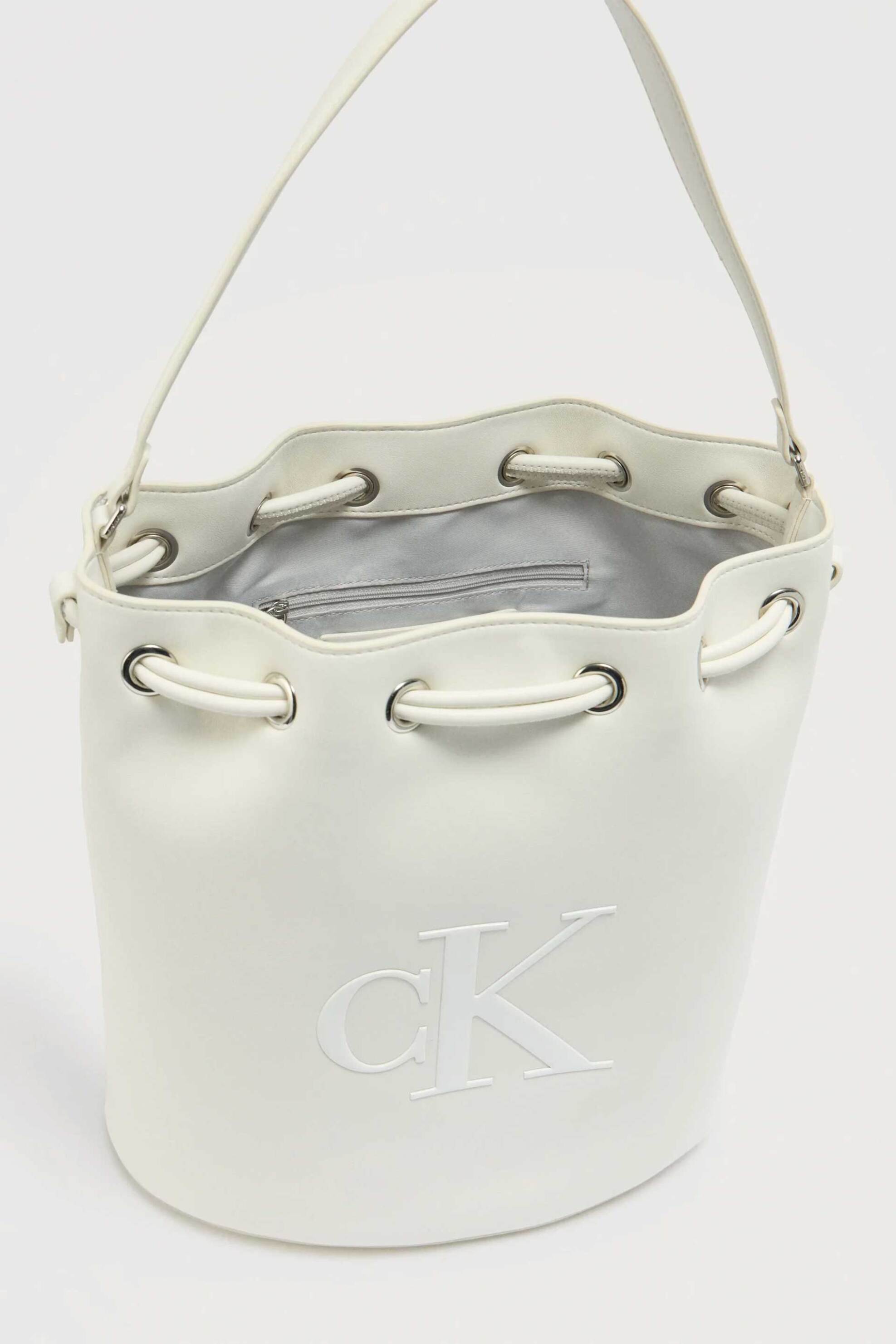 Calvin Klein Jeans Γυναικεία Τσάντα Bucket με Monogram - Lv04F3232G Λευκό