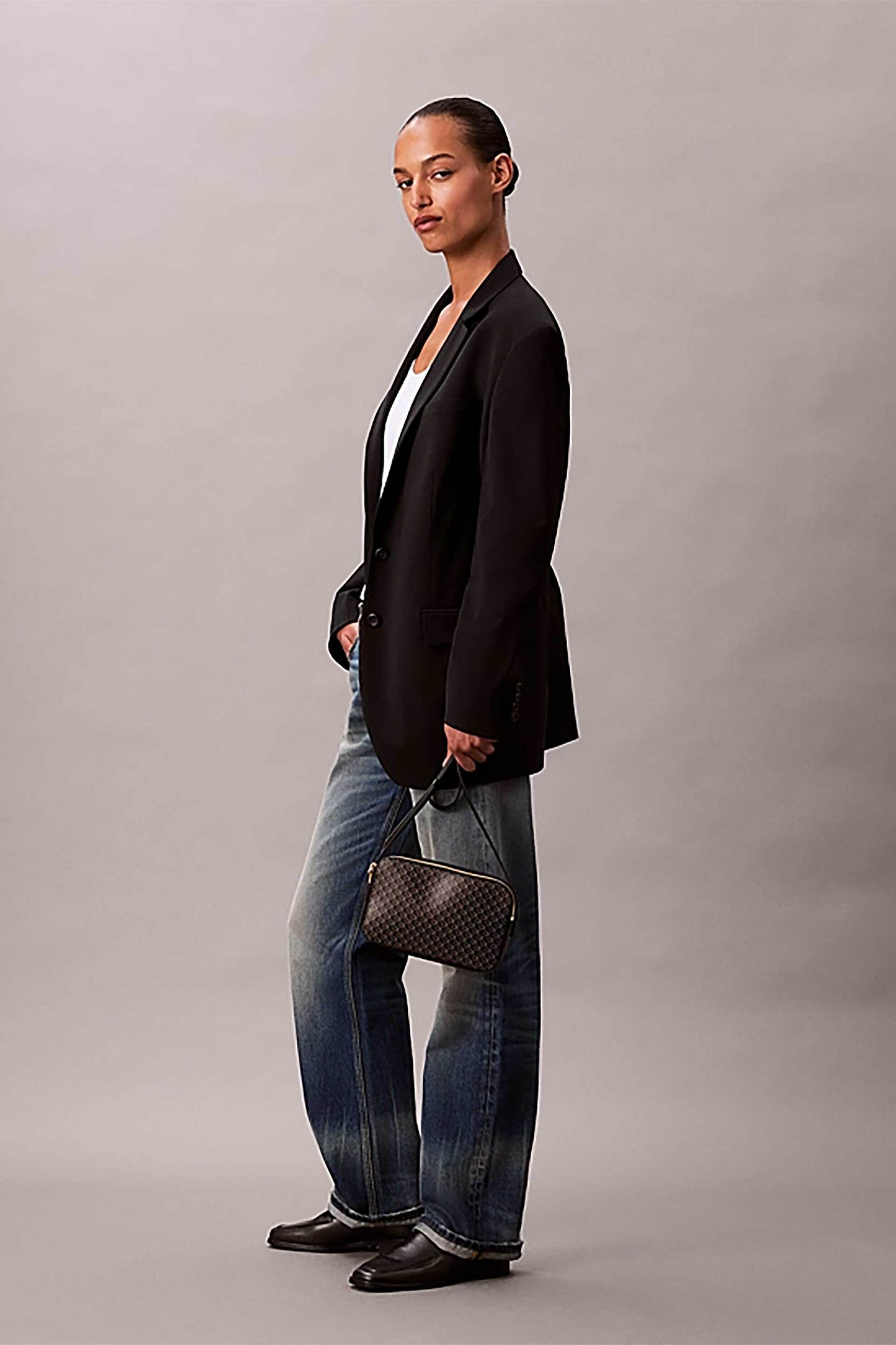 Calvin Klein Jeans Γυναικεία Τσάντα Crossbody με All-Over Logo Print - Lv04F3268G Μαύρο