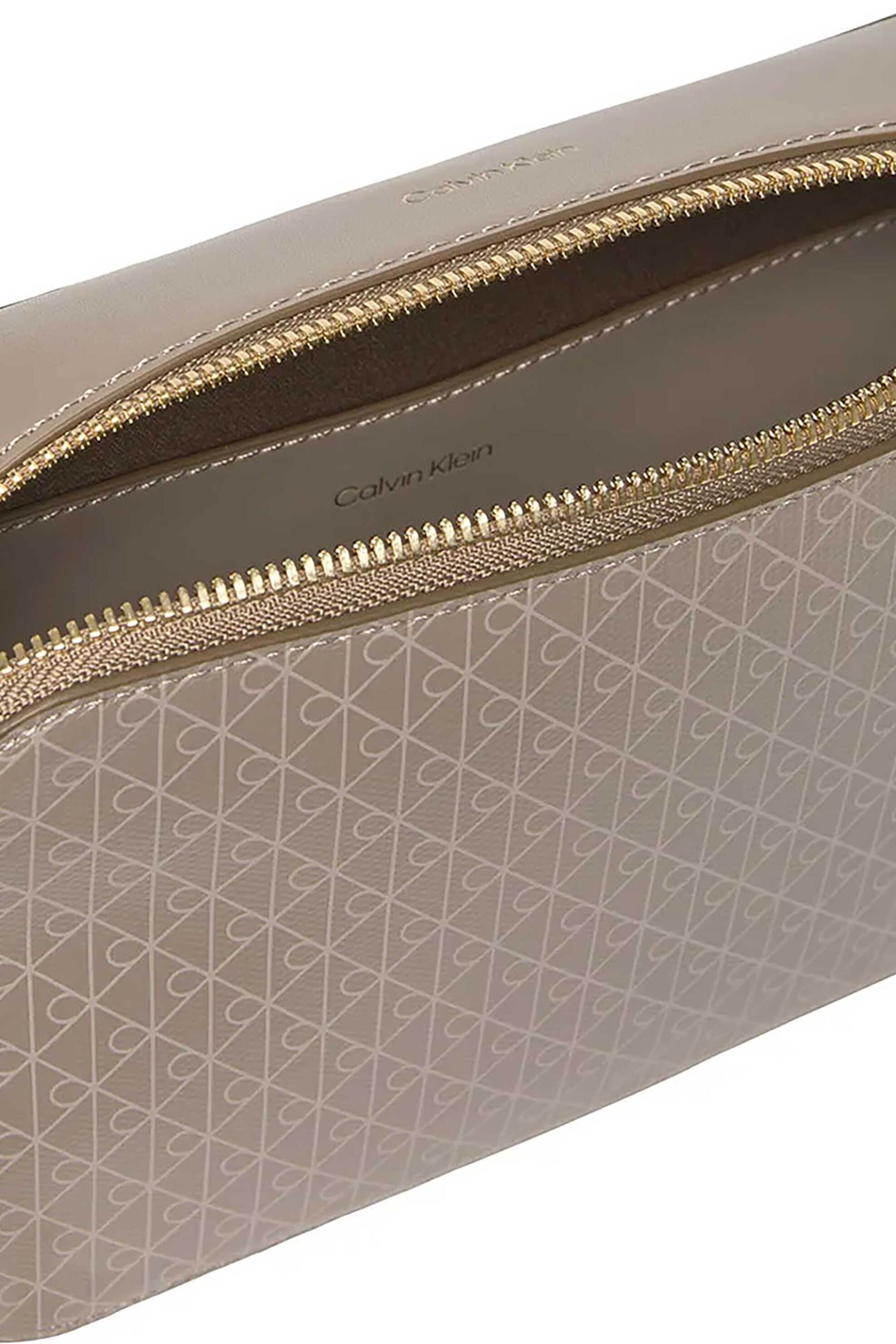 Calvin Klein Jeans Γυναικεία Τσάντα Crossbody με All-Over Logo Print - Lv04F3268G Μπεζ