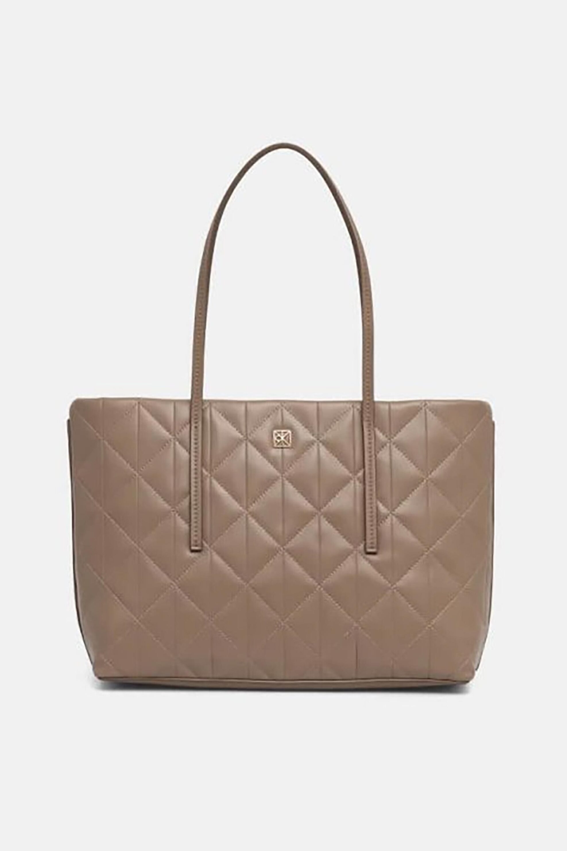 CK Jeans γυναικεία τσάντα tote με καπιτονέ σχέδιο και μεταλλικό monogram - LV04F3325G Μπεζ