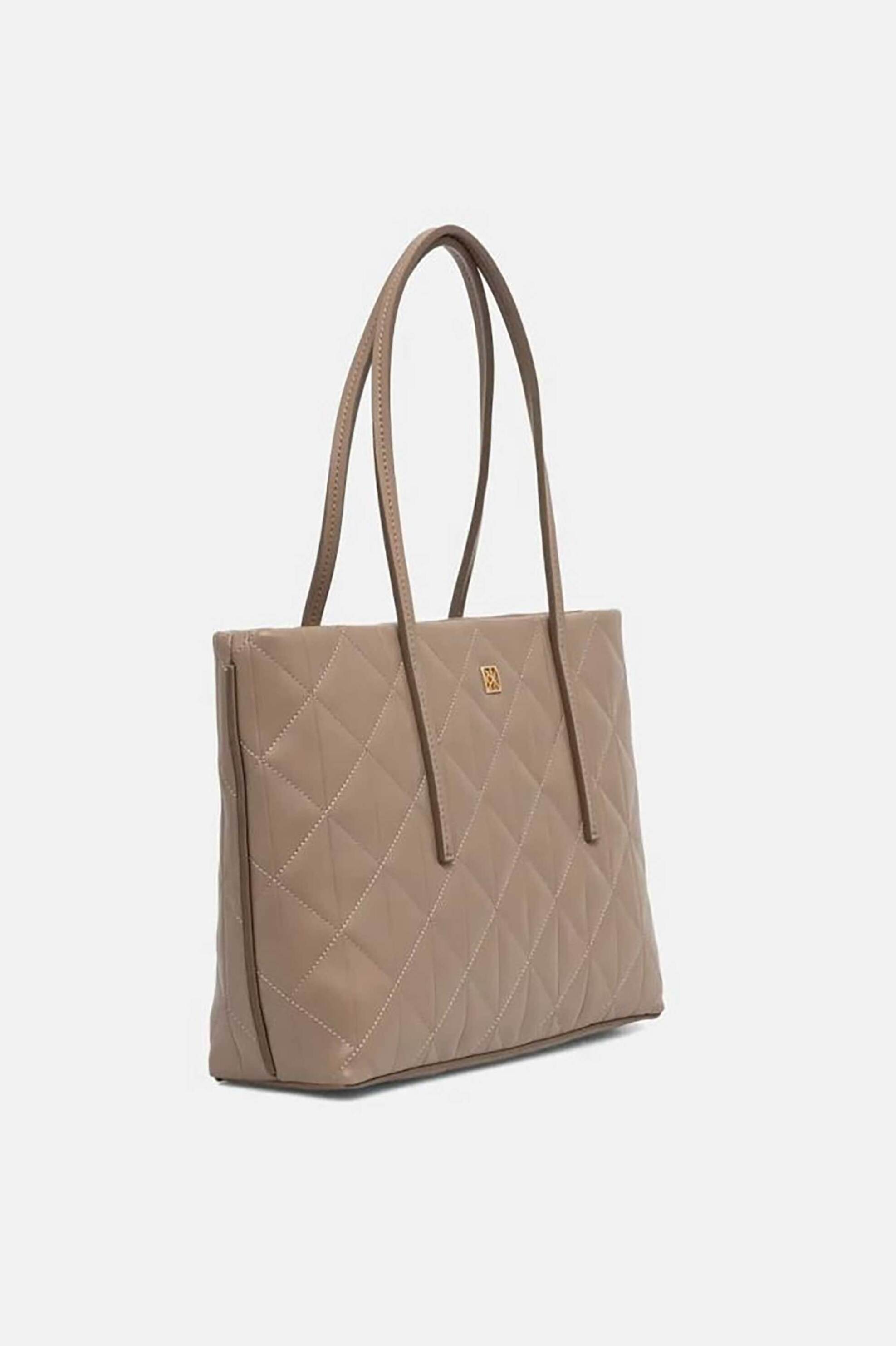 CK Jeans γυναικεία τσάντα tote με καπιτονέ σχέδιο και μεταλλικό monogram - LV04F3325G Μπεζ