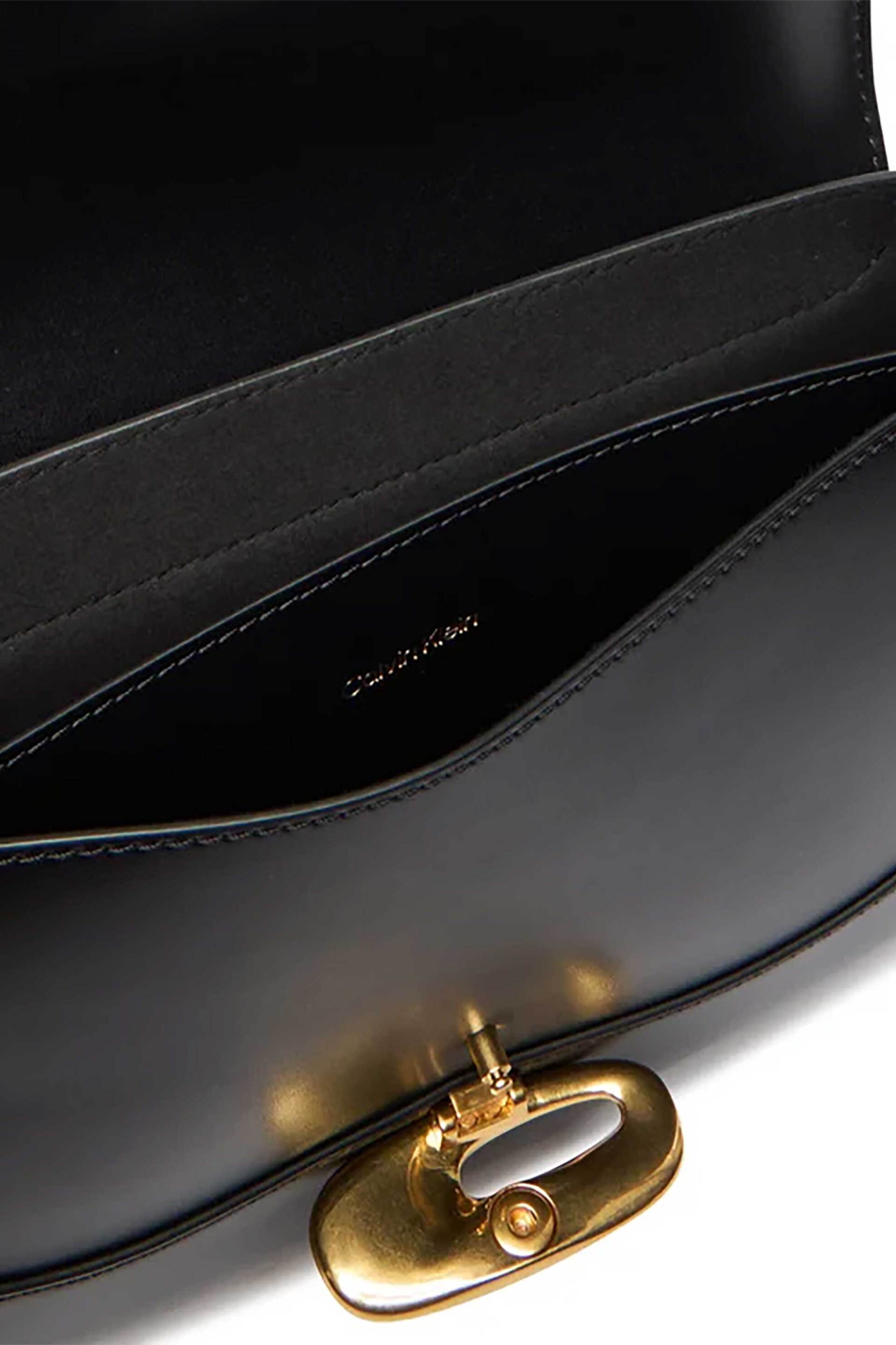 CALVIN KLEIN JEANS Calvin Klein Jeans γυναικεία τσάντα crossbody μονόχρωμη με μεταλλικό λογότυπο - LV04F3401G Μαύρο - 3