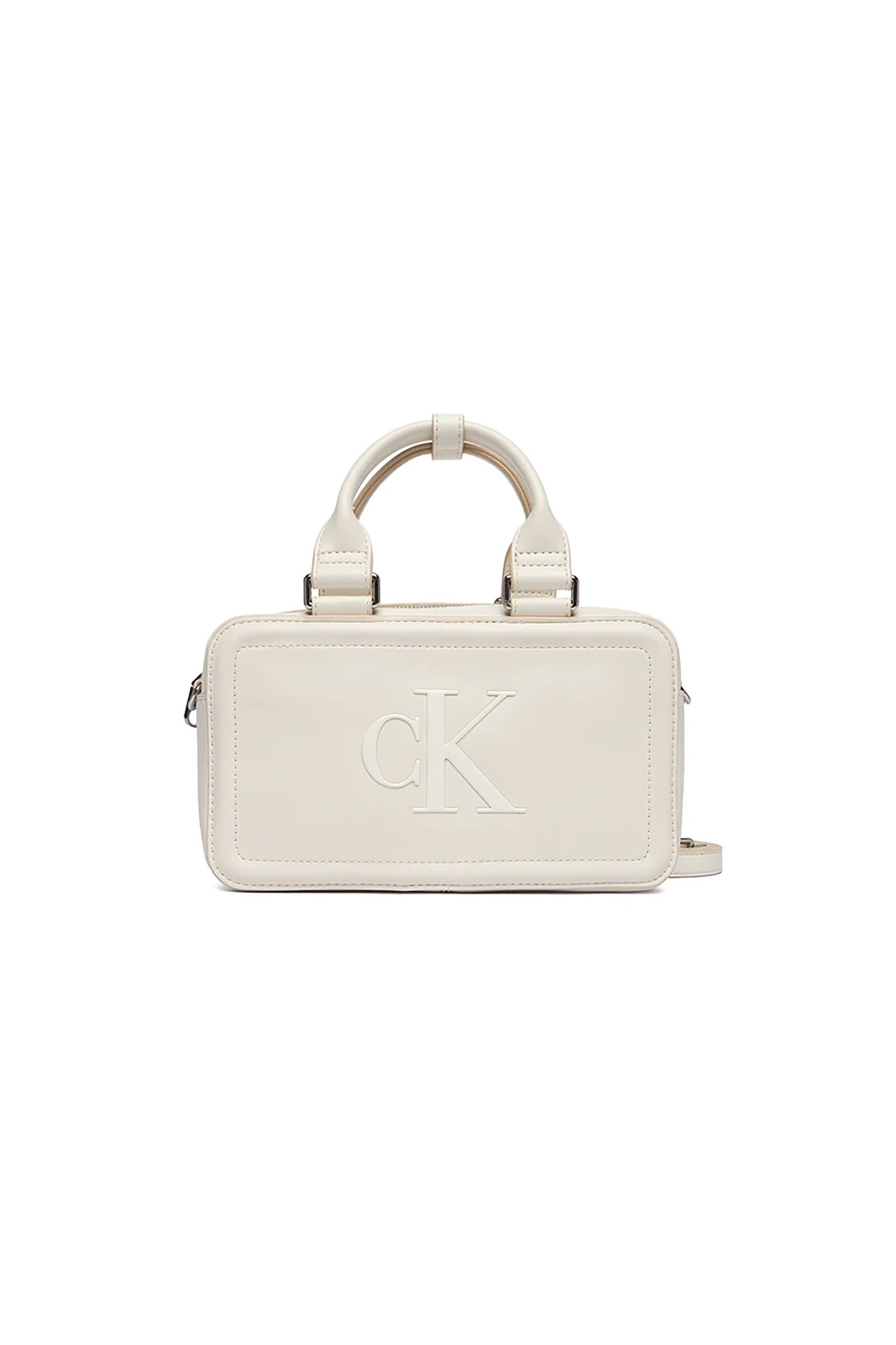 Calvin Klein Jeans γυναικεία τσάντα χειρός με ανάγλυφο μονόγραμμα - LV04F3411G Λευκό