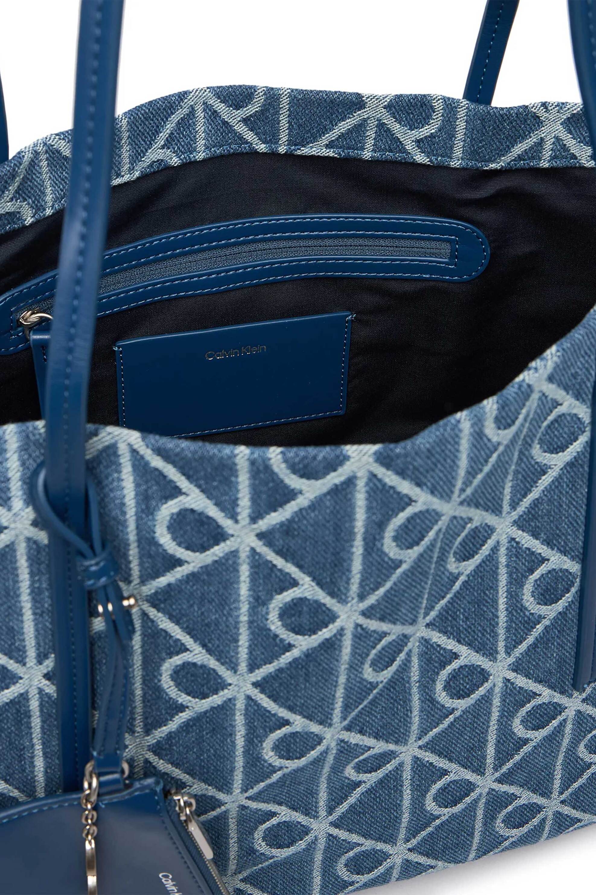 Calvin Klein Jeans Γυναικεία Denim Τσάντα Tote με Pouch Και All-Over Monogram - Lv04F3428G Blue