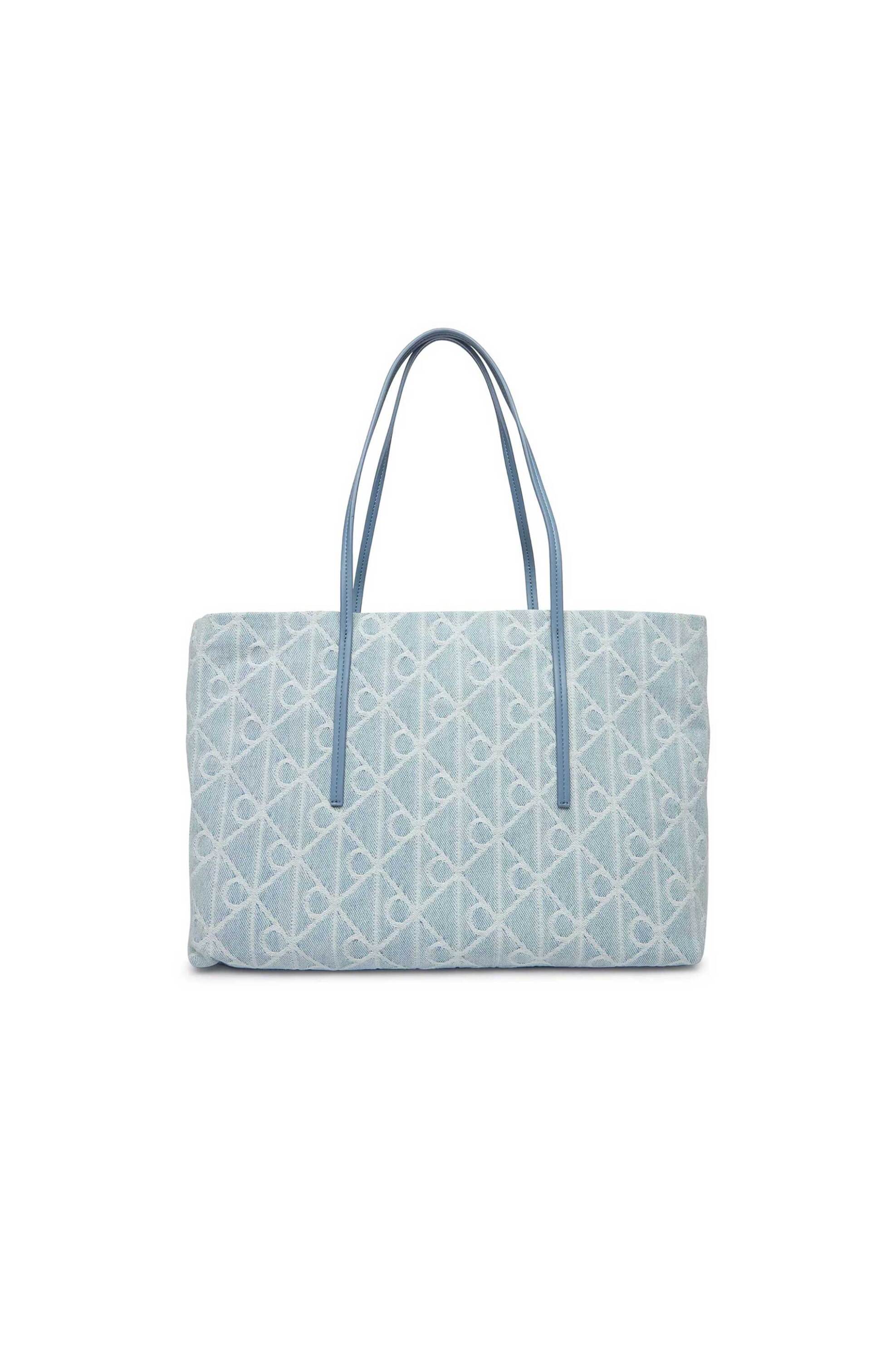 Calvin Klein Jeans γυναικεία denim τσάντα tote με pouch και all-over monogram - LV04F3428G Denim Blue Ανοιχτό