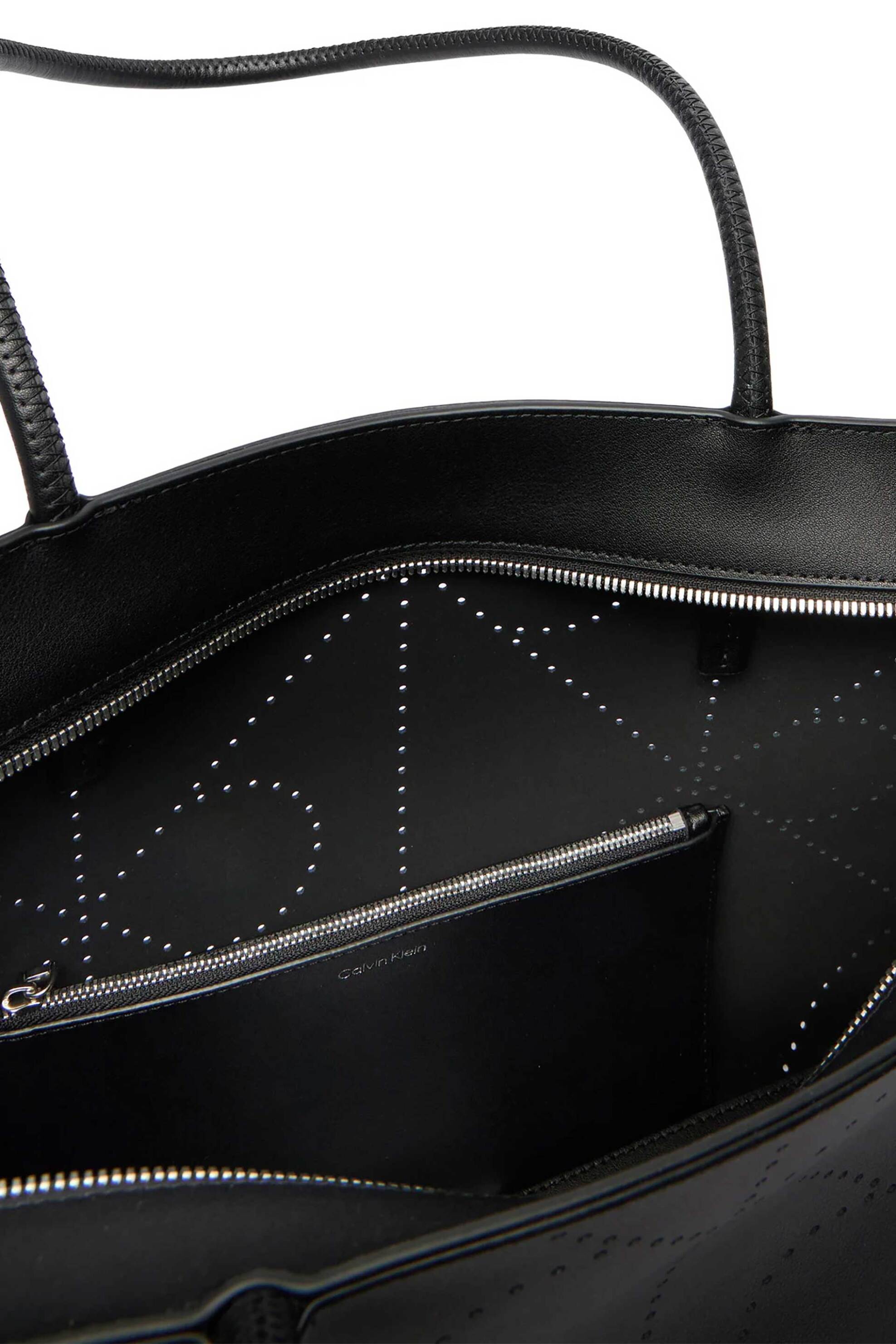 Calvin Klein Jeans Γυναικεία Δερμάτινη Τσάντα Tote με Pouch Και All-Over Monogram - Lv04F3359G Μαύρο