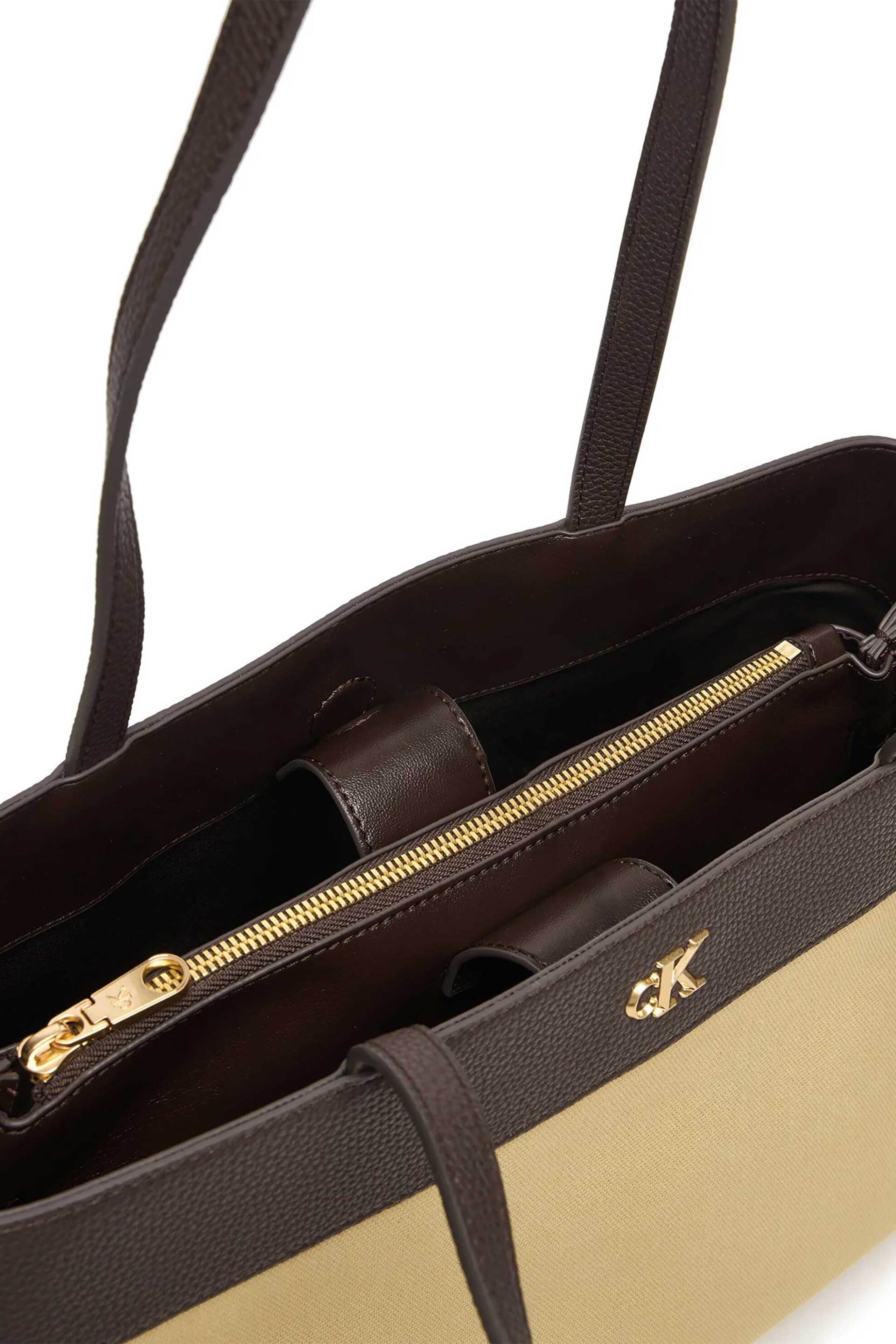 Calvin Klein Jeans Γυναικεία Canvas Τσάντα Tote με Monogram - Lv04F3503G Μπεζ