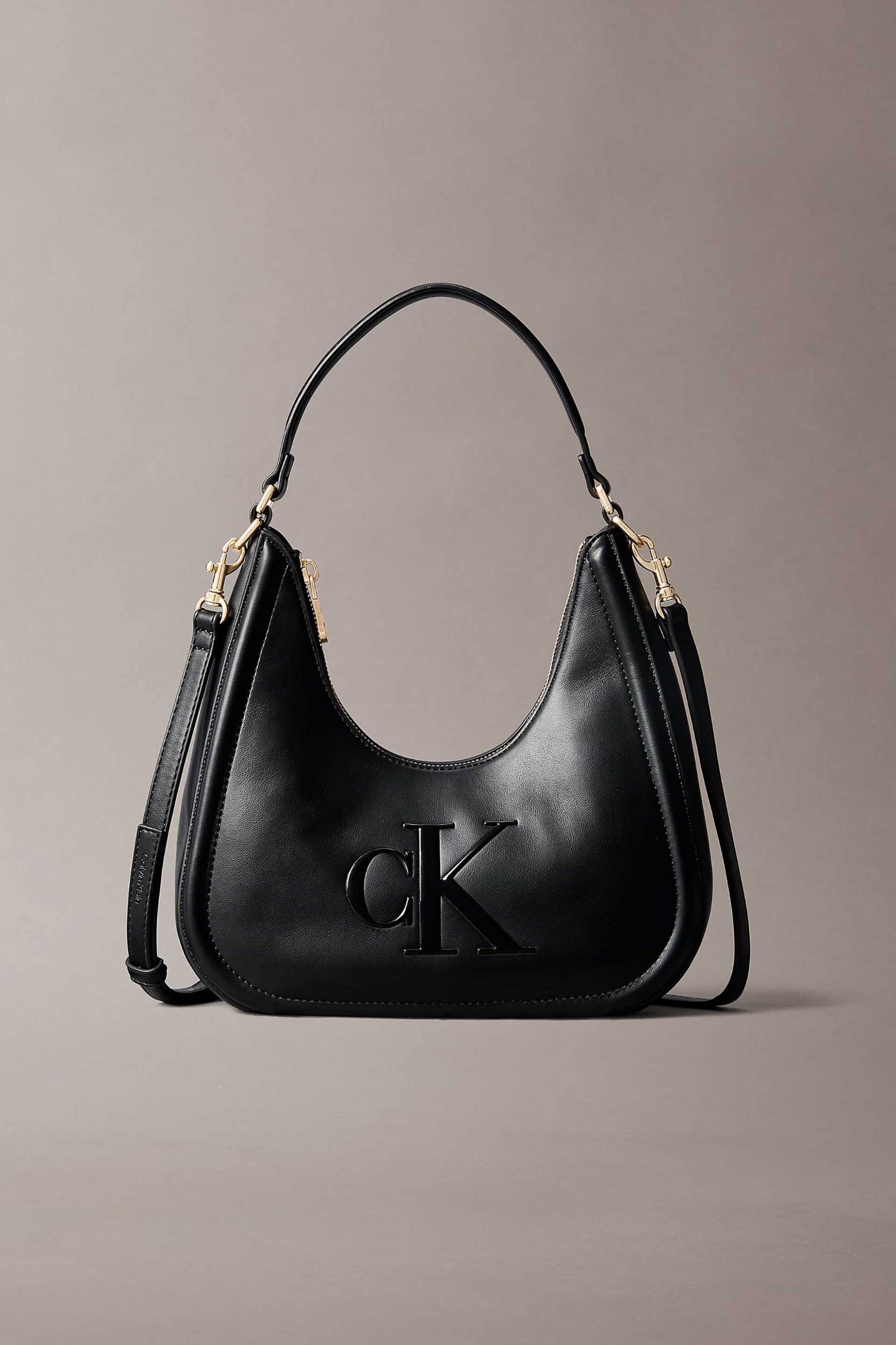 Calvin Klein Jeans γυναικεία τσάντα ώμου με ανάγλυφο monogram (S) - LV04F3561G Μαύρο