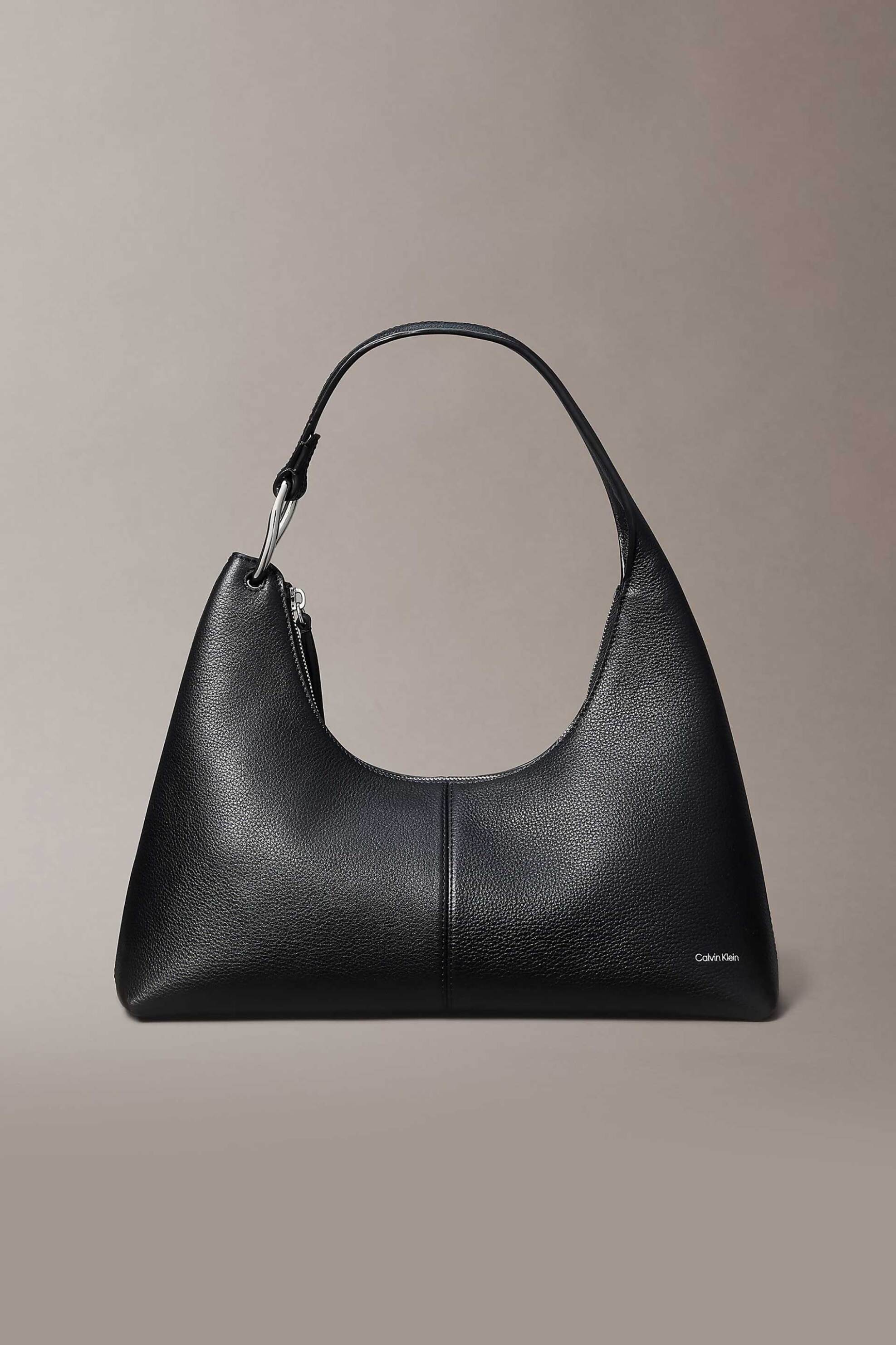 CALVIN KLEIN JEANS Calvin Klein Jeans γυναικεία δερμάτινη τσάντα ώμου με λογότυπο - LV04F3657G Μαύρο