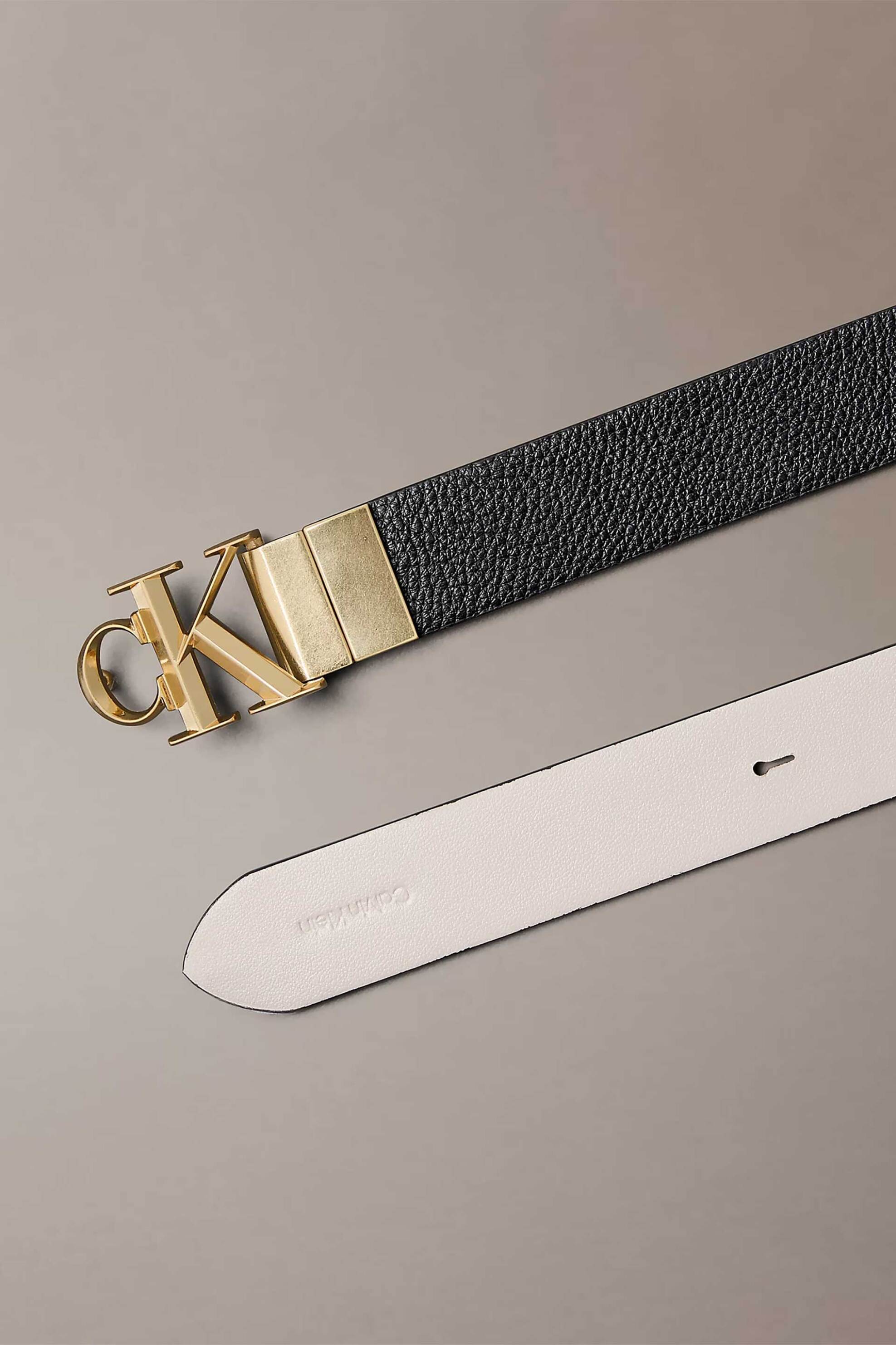 Calvin Klein Jeans γυναικεία δερμάτινη ζώνη διπλής όψης με μεταλλικό monogram - LV04F7044G Μαύρο