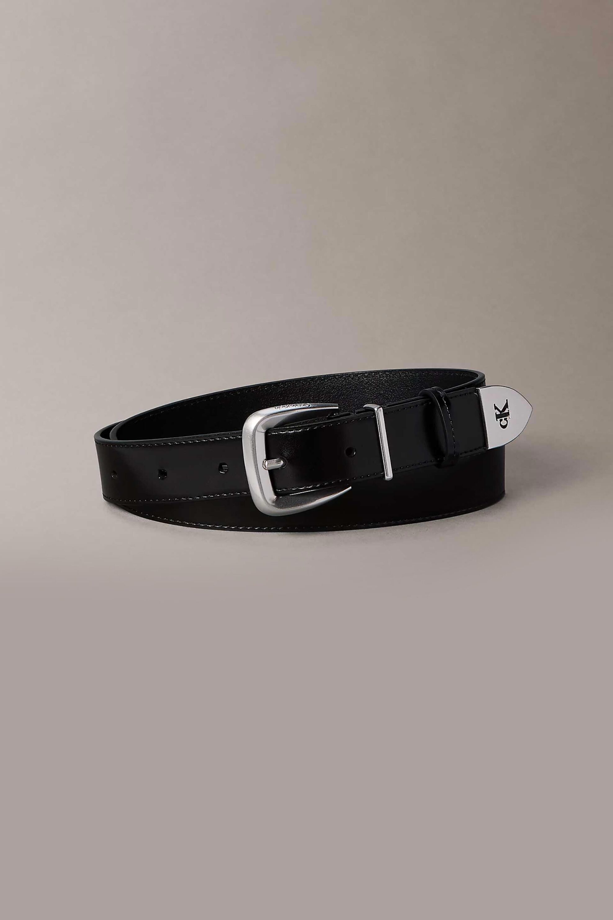 Calvin Klein Jeans γυναικεία δερμάτινη ζώνη με μεταλλική αγκράφα και monogram - LV04F7092G Μαύρο
