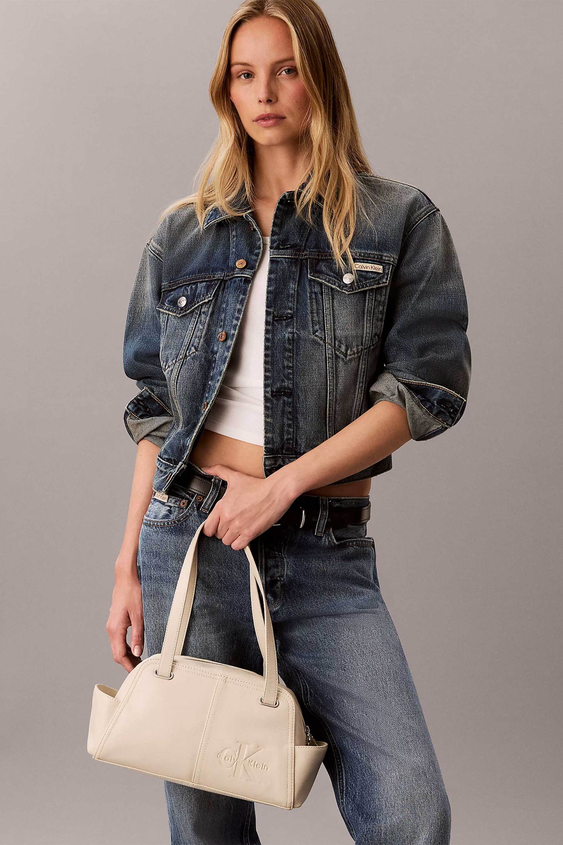 Calvin Klein Jeans Γυναικεία Τσάντα Ώμου με Monogram - Lv04F3688G Κρέμ