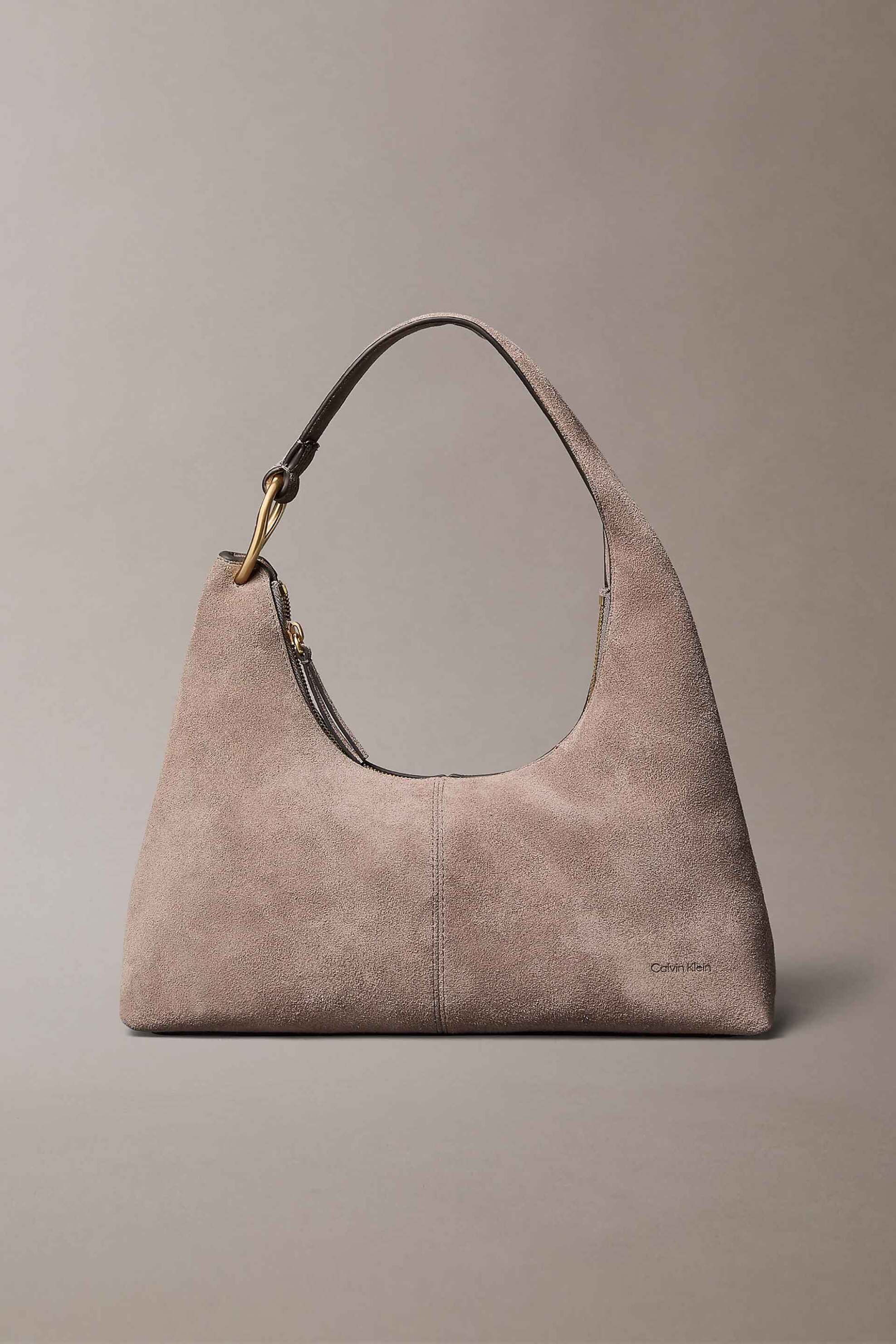 CALVIN KLEIN JEANS Calvin Klein Jeans γυναικεία suede τσάντα ώμου με λογότυπο (Medium) - LV04F3691G Μπεζ