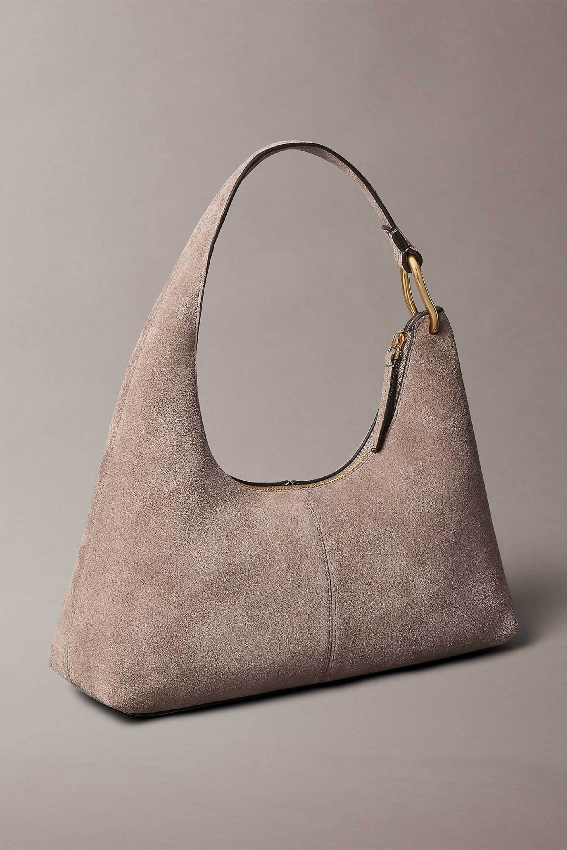 CALVIN KLEIN JEANS Calvin Klein Jeans γυναικεία suede τσάντα ώμου με λογότυπο (Medium) - LV04F3691G Μπεζ - 2
