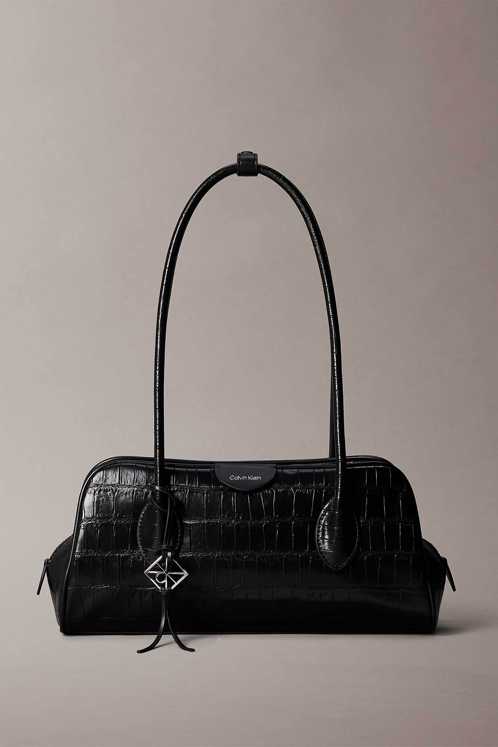 CALVIN KLEIN JEANS Calvin Klein Jeans γυναικεία τσάντα ώμου croco με λογότυπο - LV04F3780G Μαύρο